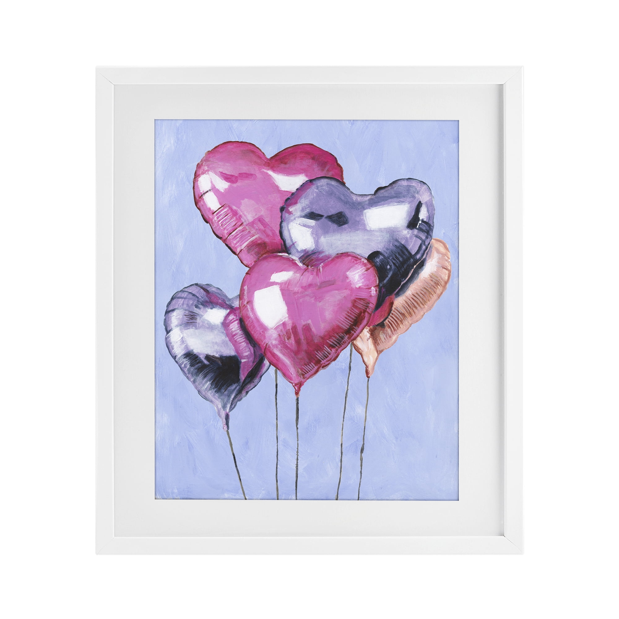 Stupell Industries Heart Balloons Celebration White Framed Print Under Glass, design by Michael Willett