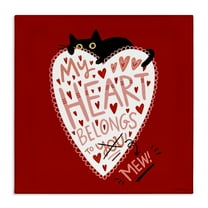 Stupell Industries Heart Belongs To Mew Animals Painting Wrapped Canvas Art Print Wall Art, 17 x 17