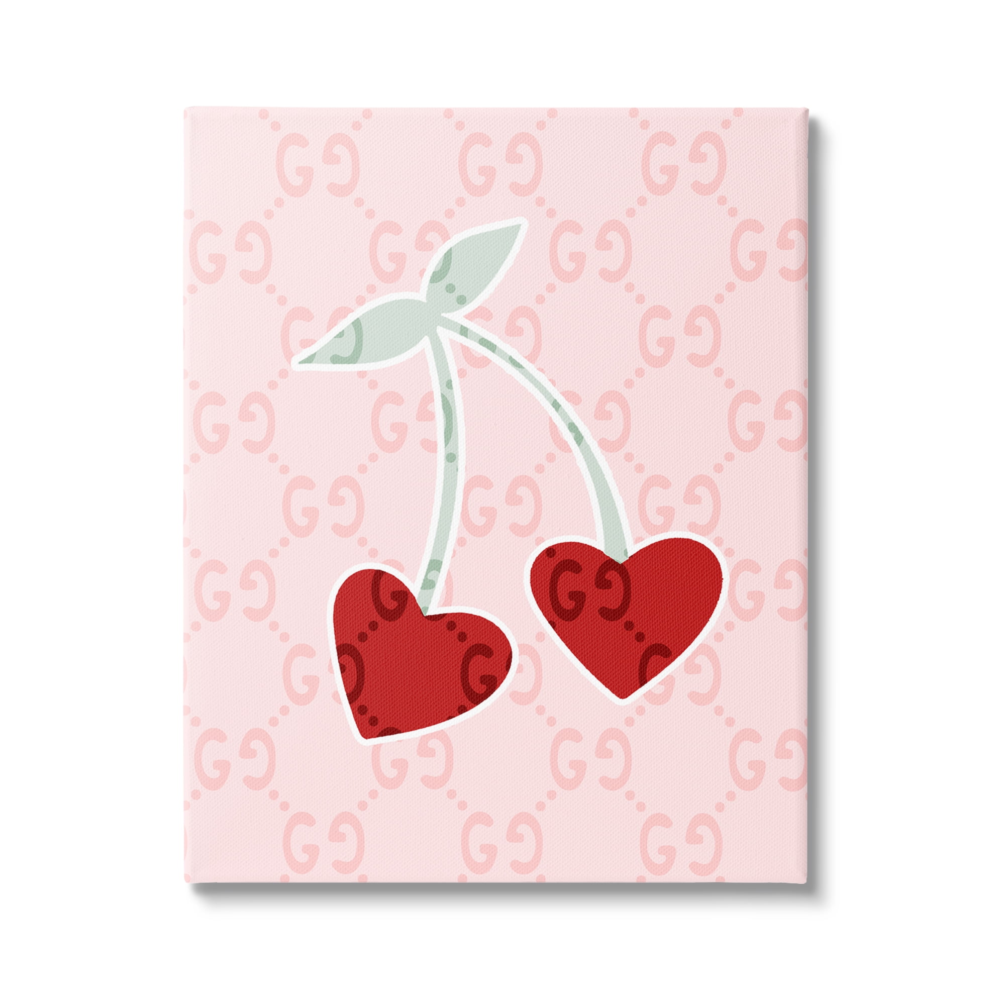 Stupell Industries Heart Cherry Pattern Food & Beverage Painting Gallery Wrapped Canvas Print Wall Art, 36 x 48