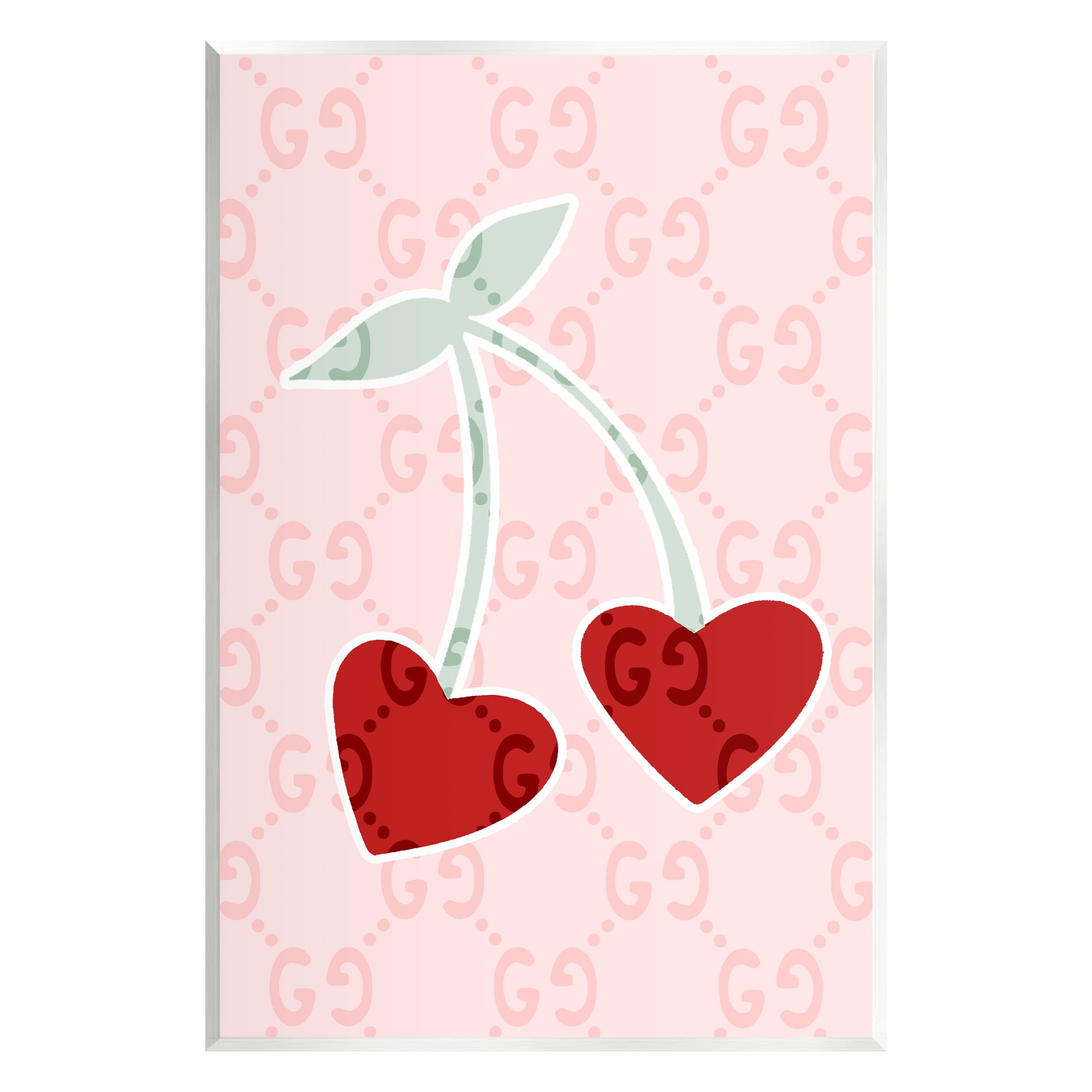 Stupell Industries Heart Cherry Pattern Food & Beverage Painting Unframed Art Print Wall Art, 10 x 15