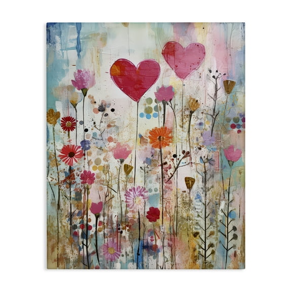 Stupell Industries Heart & Garden Collage Abstract Painting Wrapped Canvas Art Print Wall Art, 16 x 20