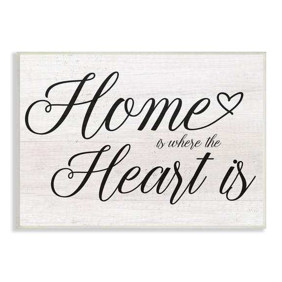 Stupell Industries Heart & Home Fancy Script Phrase Typography Wood Wall Art, 15 x 10, Design by Lil' Rue
