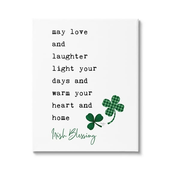 Stupell Industries Heart & Home Touching Irish Blessing Clover Motif Canvas Wall Art, 16 x 20, Design by Mollie B.