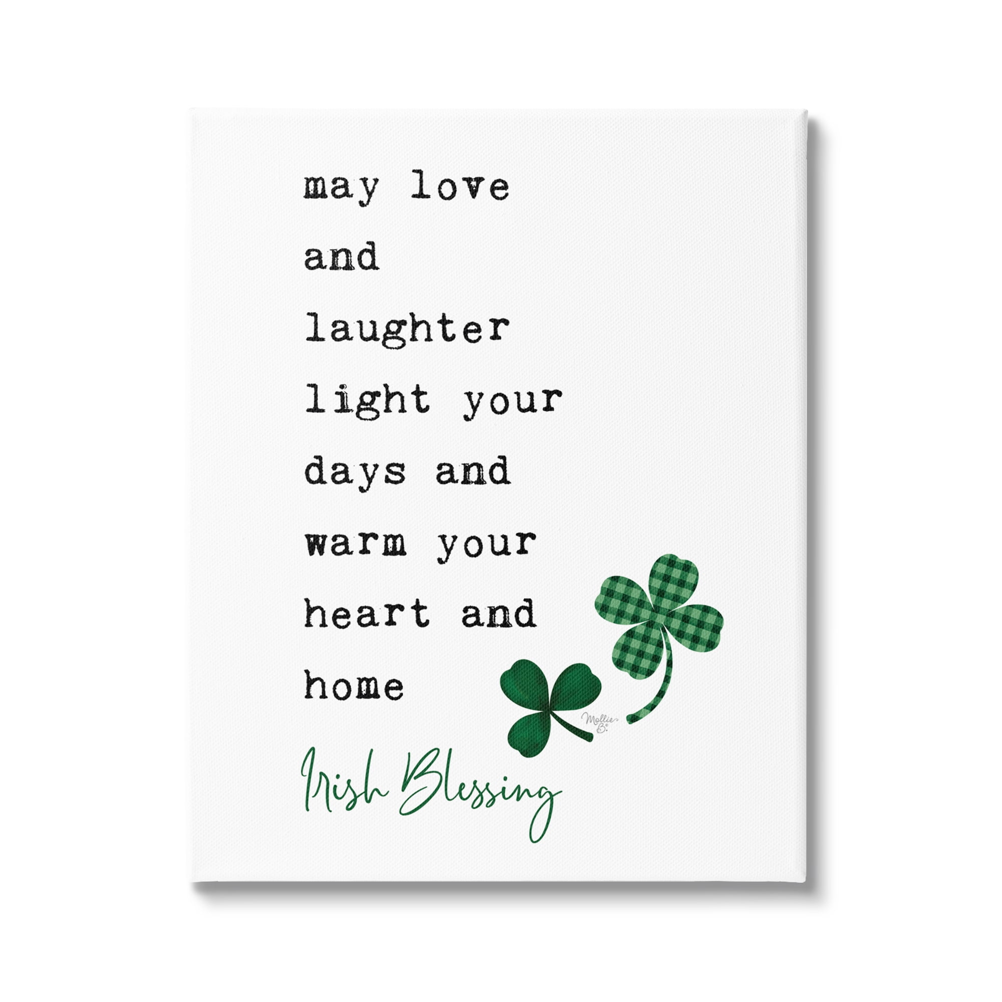 Stupell Industries Heart & Home Touching Irish Blessing Clover Motif Canvas Wall Art, 36 x 48, Design by Mollie B.