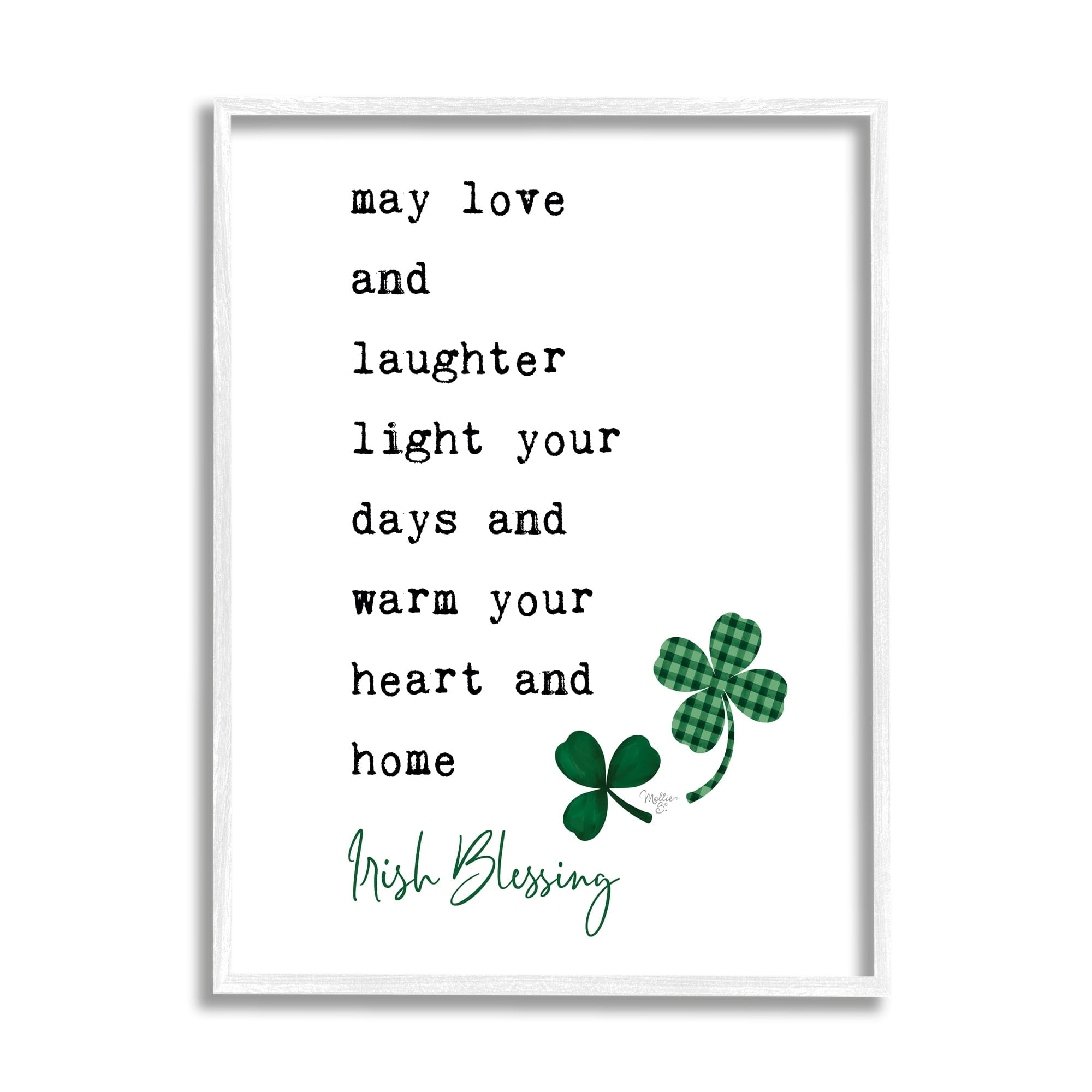 Stupell Industries Heart & Home Touching Irish Blessing Clover Motif Framed Wall Art, 24 x 30, Design by Mollie B.
