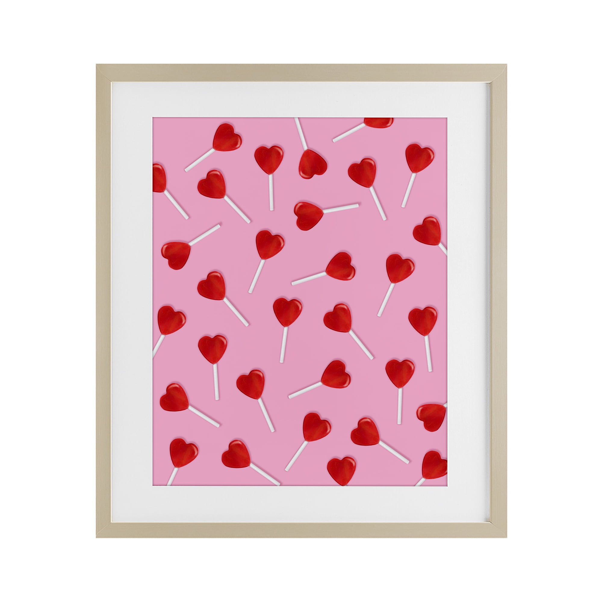 Stupell Industries Heart Lollipop Pattern Birch Framed Print Under Glass, design by LISH Creative