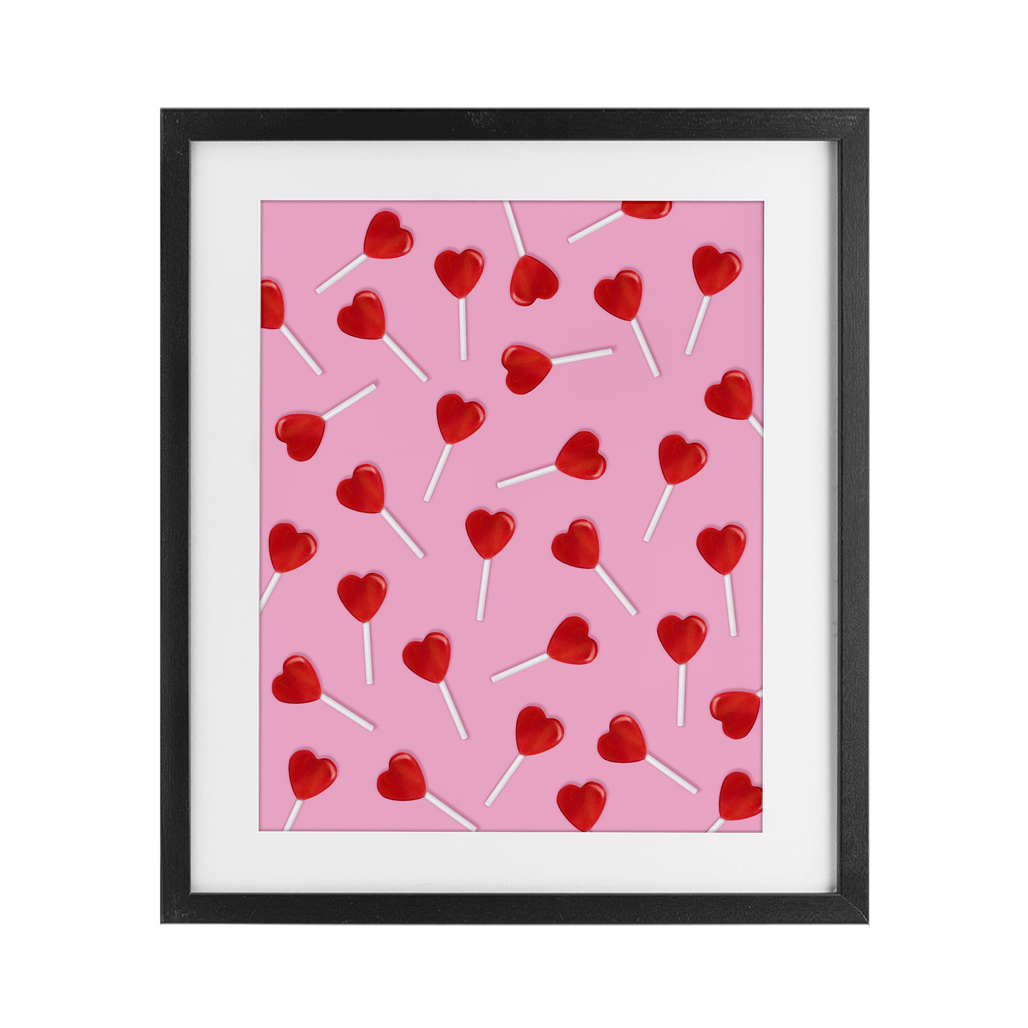 Stupell Industries Heart Lollipop Pattern Black Framed Print Under Glass, design by LISH Creative