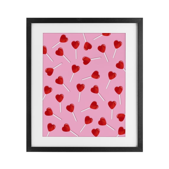 Stupell Industries Eclectic Heart Lollipop Pattern Black Framed Print Under Glass, 13 x 16, by LISH Creative