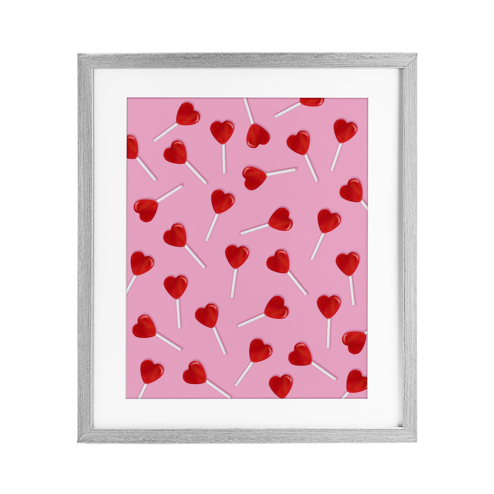 Stupell Industries Heart Lollipop Pattern Gray Framed Print Under Glass, design by LISH Creative