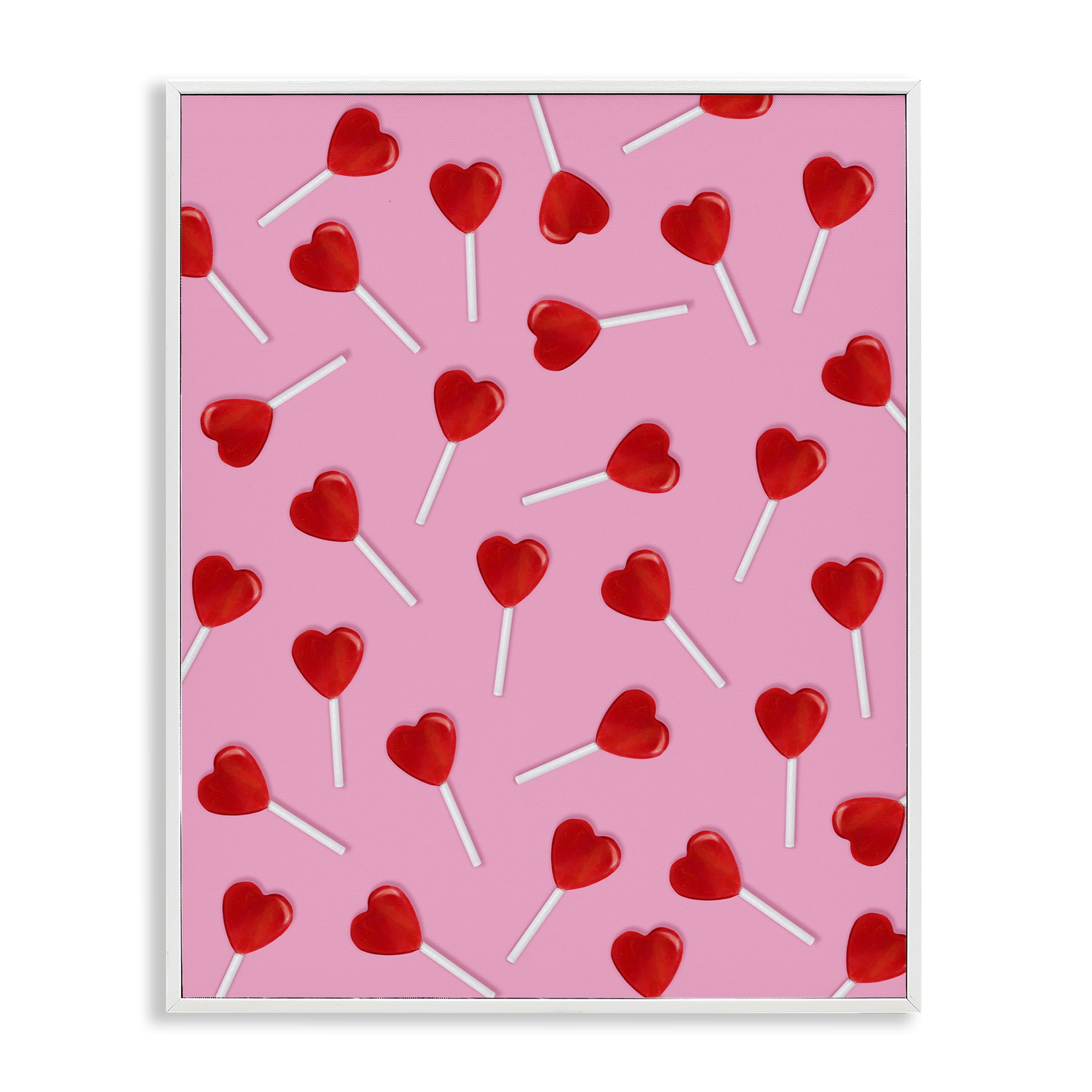 Stupell Industries Heart Lollipop Pattern White Framed Giclee Art, design by LISH Creative