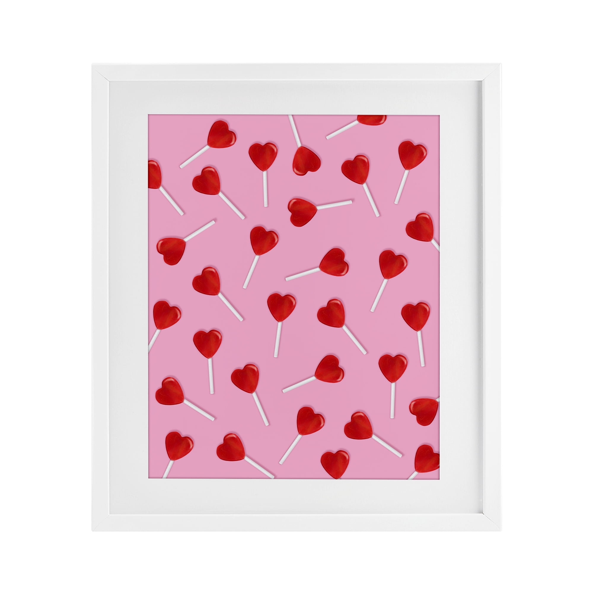 Stupell Industries Heart Lollipop Pattern White Framed Print Under Glass, design by LISH Creative