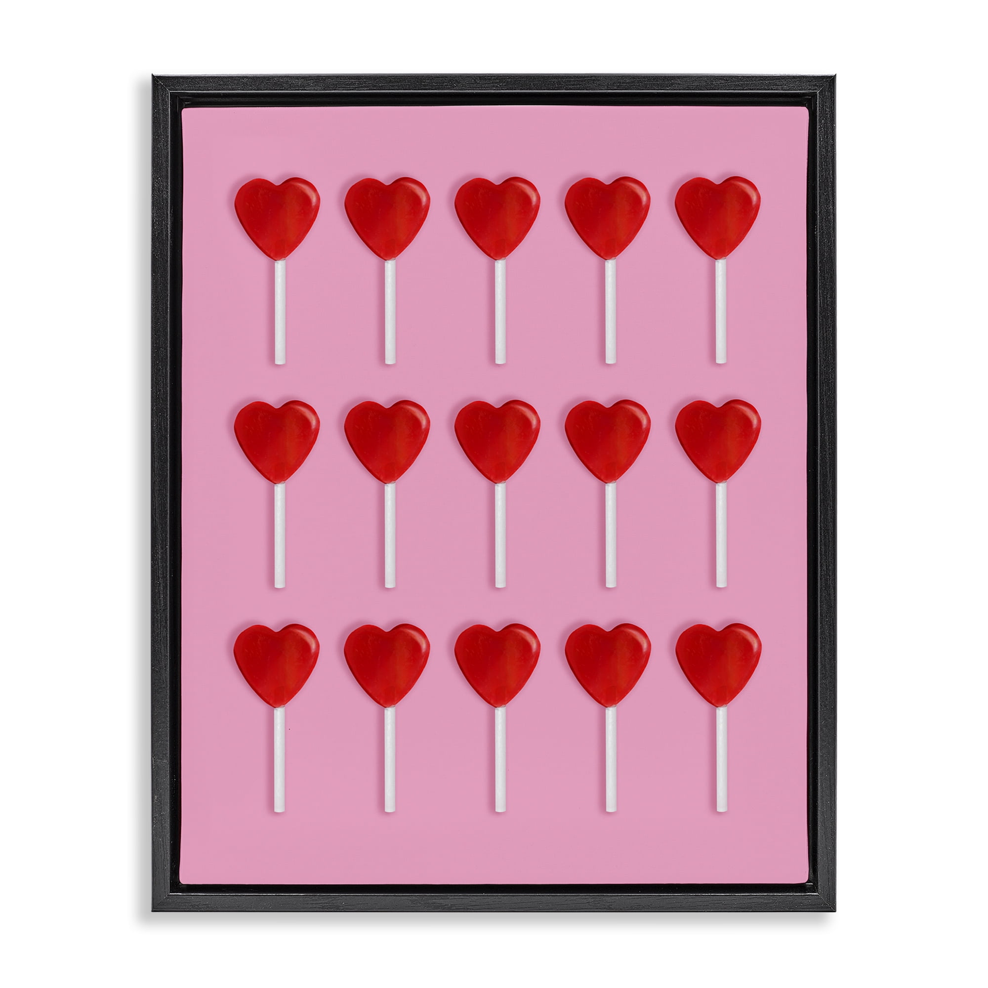 Stupell Industries Heart Lollipops Collection Black Framed Floater Canvas Wall Art, design by LISH Creative