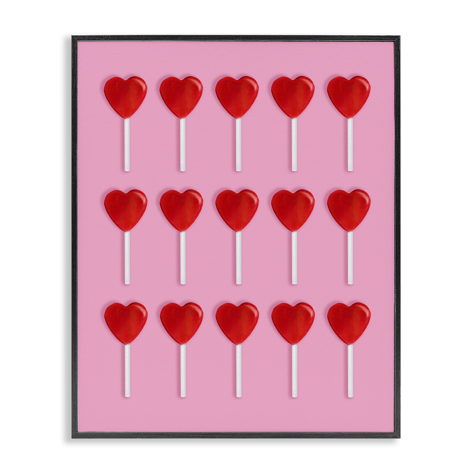 Stupell Industries Heart Lollipops Collection Black Framed Giclee Art, design by LISH Creative