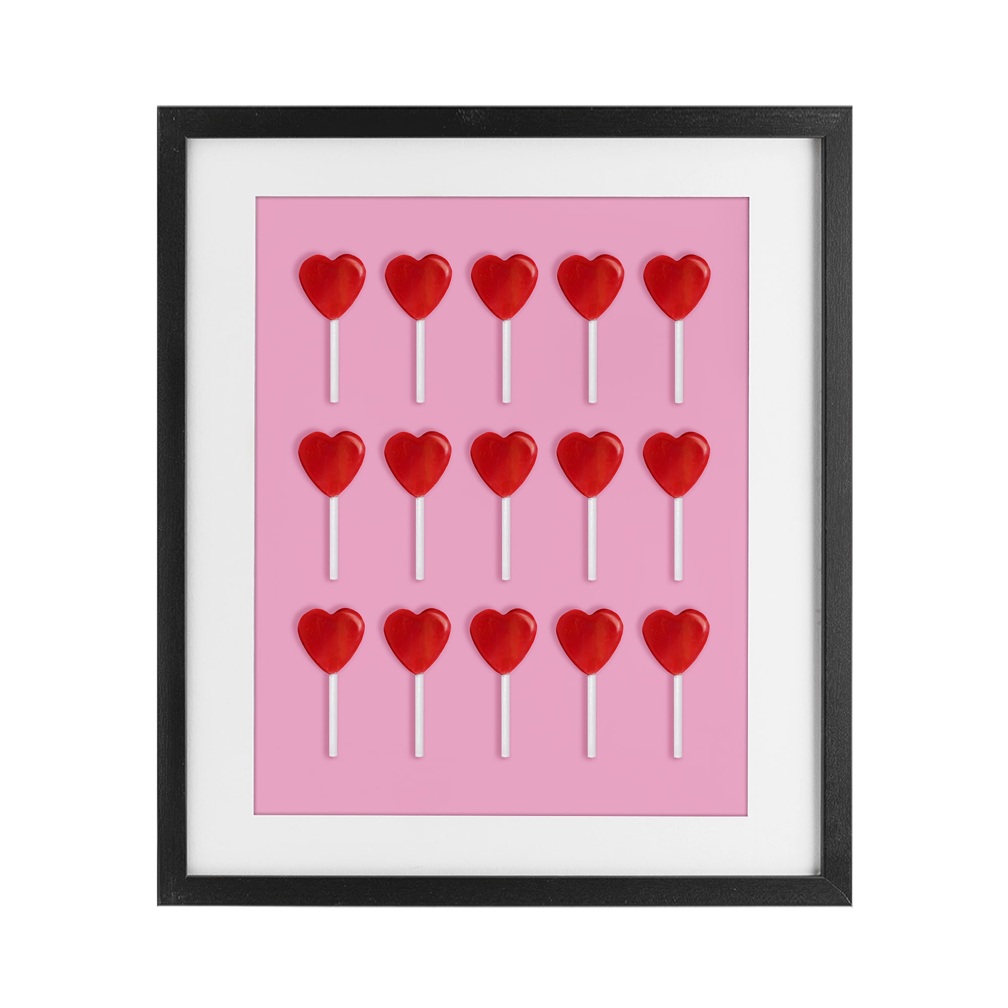 Stupell Industries Heart Lollipops Collection Black Framed Print Under Glass, design by LISH Creative