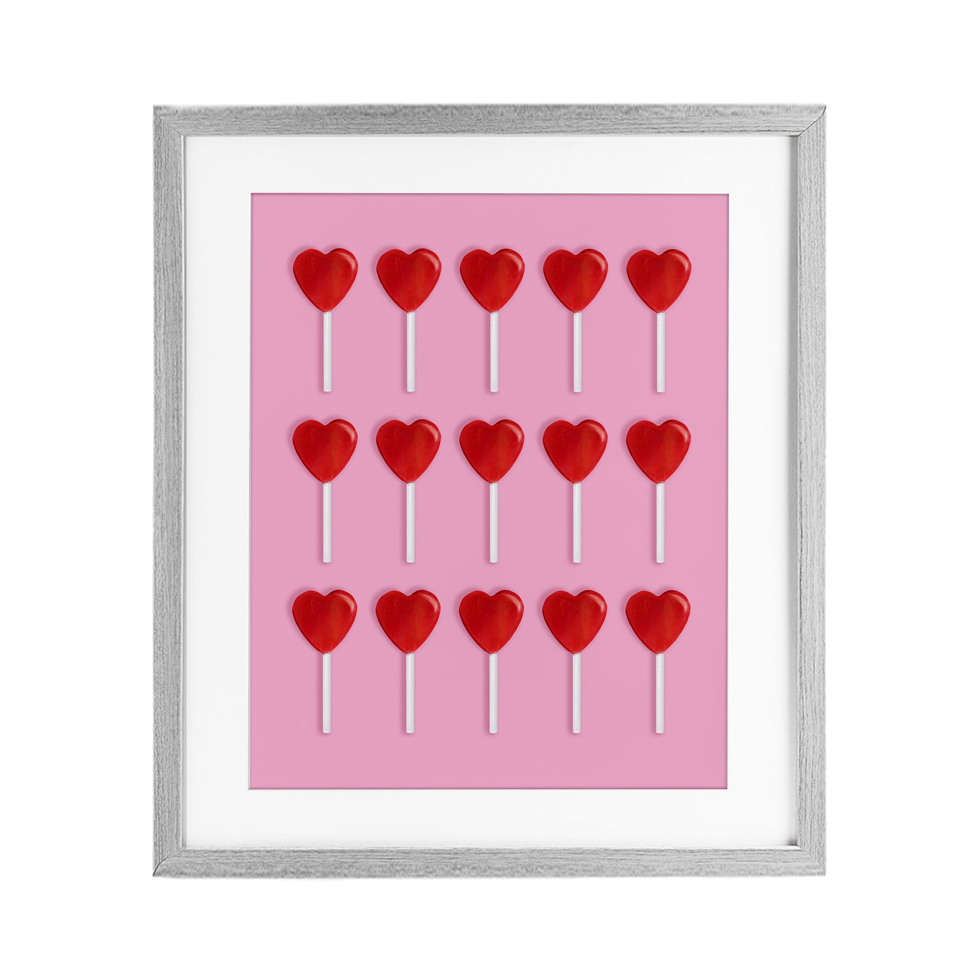 Stupell Industries Heart Lollipops Collection Gray Framed Print Under Glass, design by LISH Creative