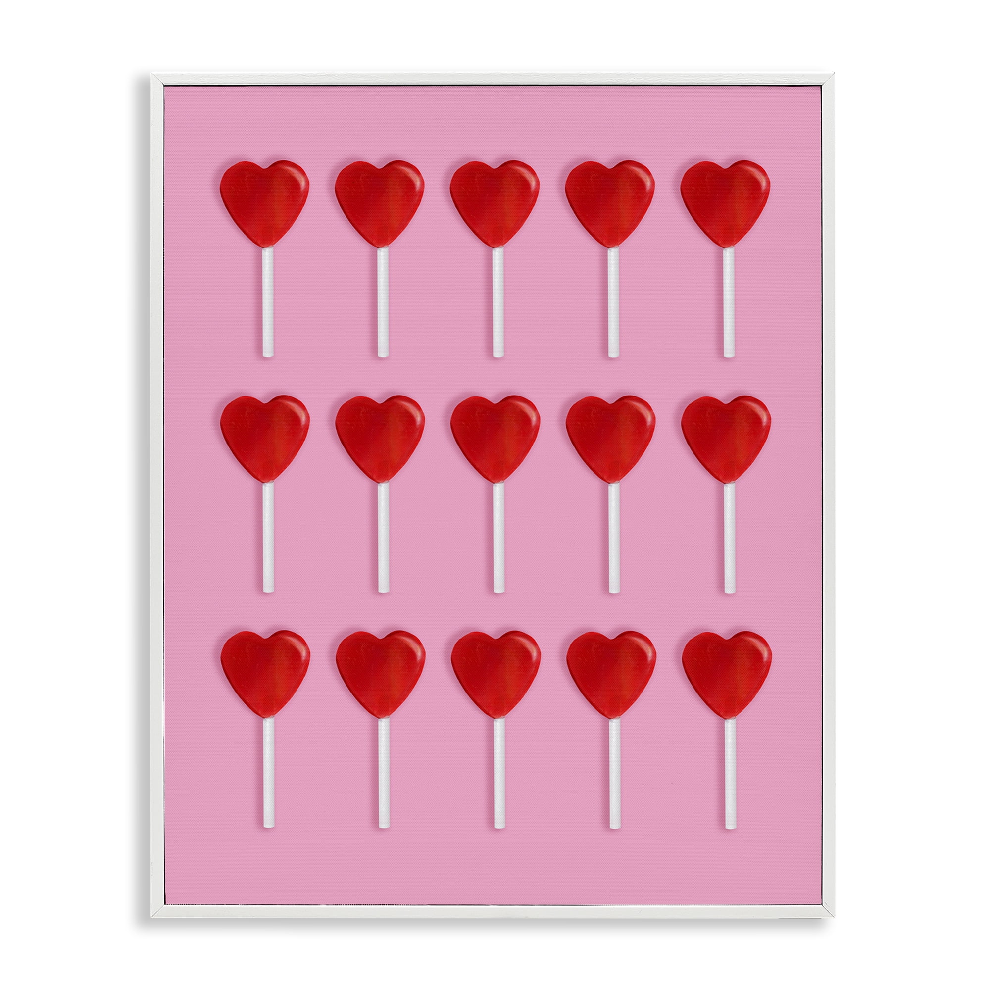 Stupell Industries Heart Lollipops Collection White Framed Giclee Art, design by LISH Creative