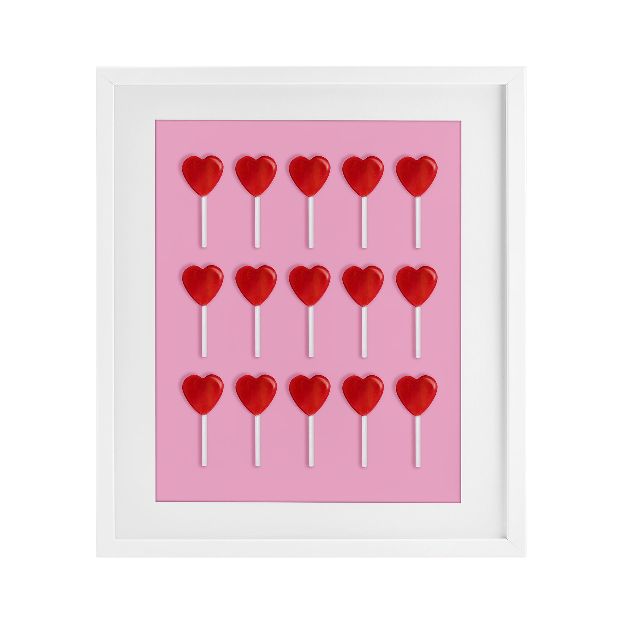 Stupell Industries Heart Lollipops Collection White Framed Print Under Glass, design by LISH Creative