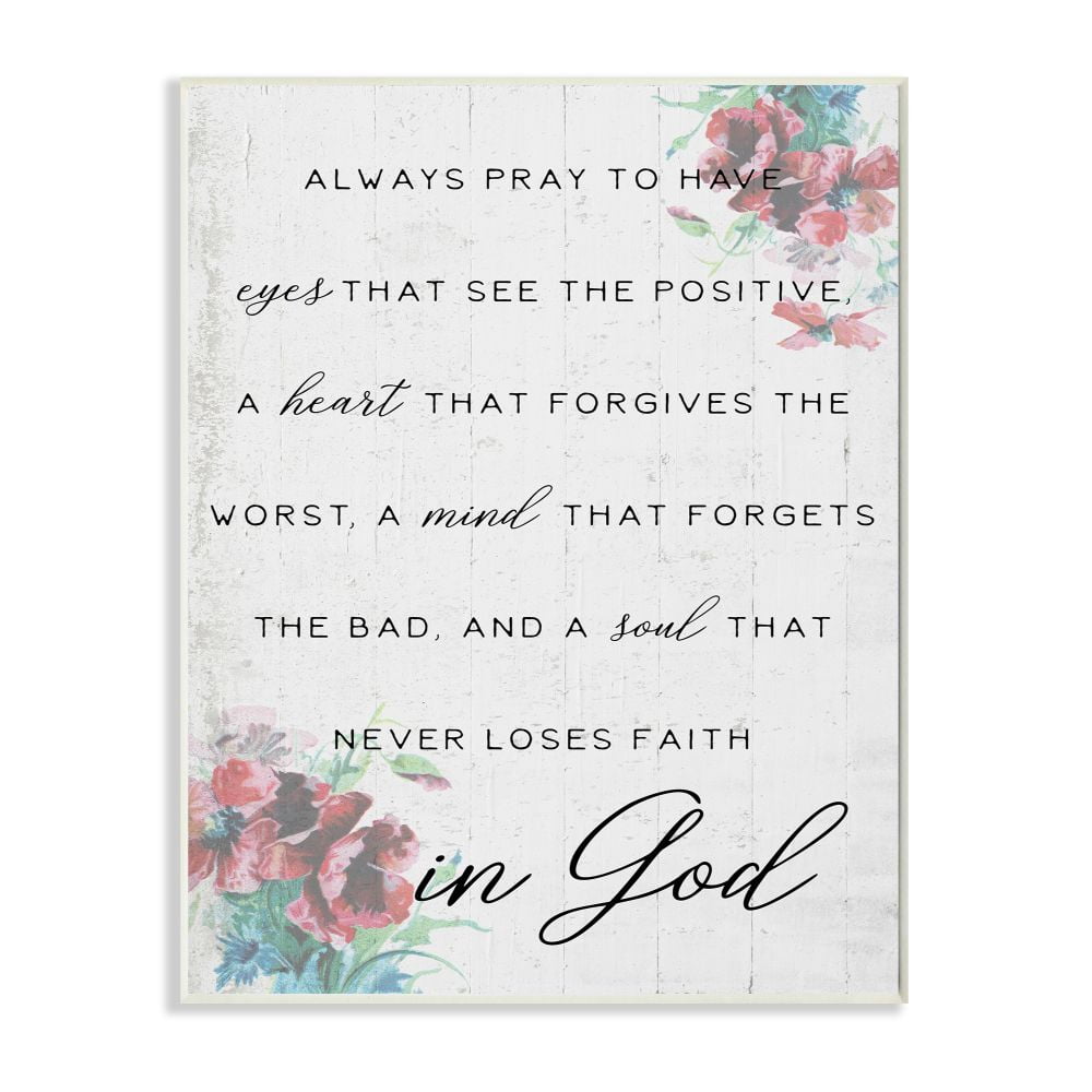 Stupell Industries Heart Mind and Soul for God Phrase Faith Based Quote Wall Plaque Design by Daphne Polselli