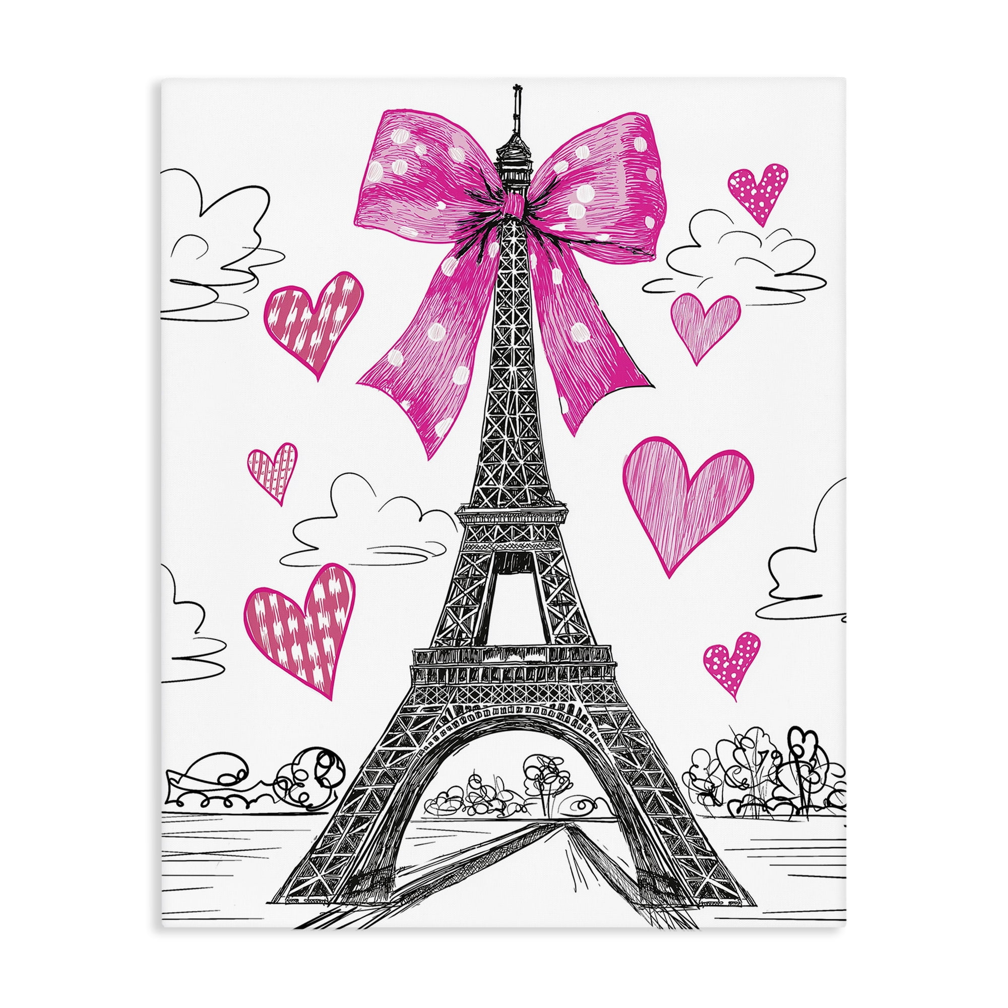 Stupell Industries Heart Patterned Eiffel Tower Canvas Wall Art, design by Jess Stempel
