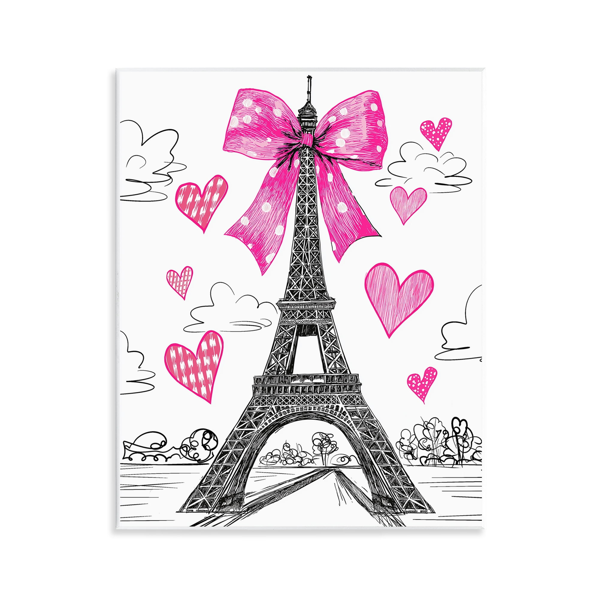 Stupell Industries Heart Patterned Eiffel Tower Wall Plaque Art, design by Jess Stempel