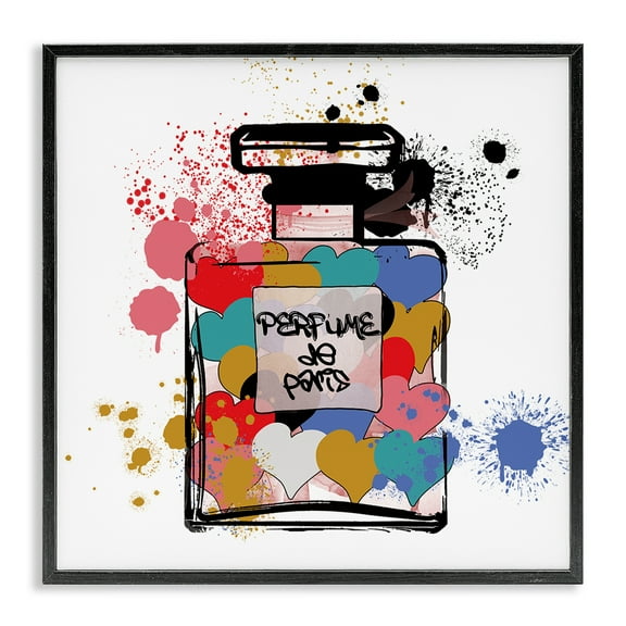 Stupell Industries Heart Patterned Mod Perfume Fashion Painting Black Framed Art Print Wall Art, 12 x 12