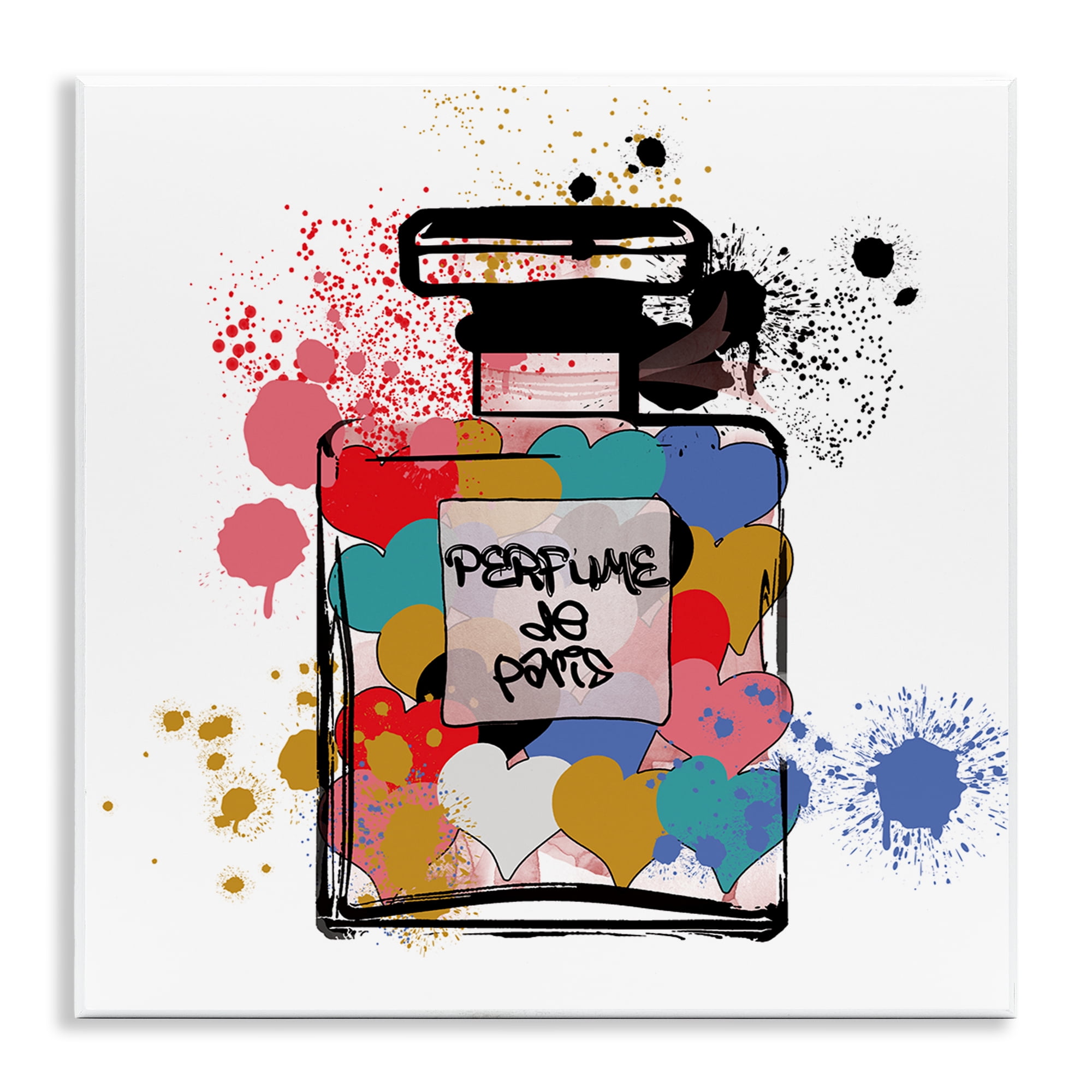 Stupell Industries Heart Patterned Mod Perfume Fashion Painting Unframed Art Print Wall Art, 12 x 12