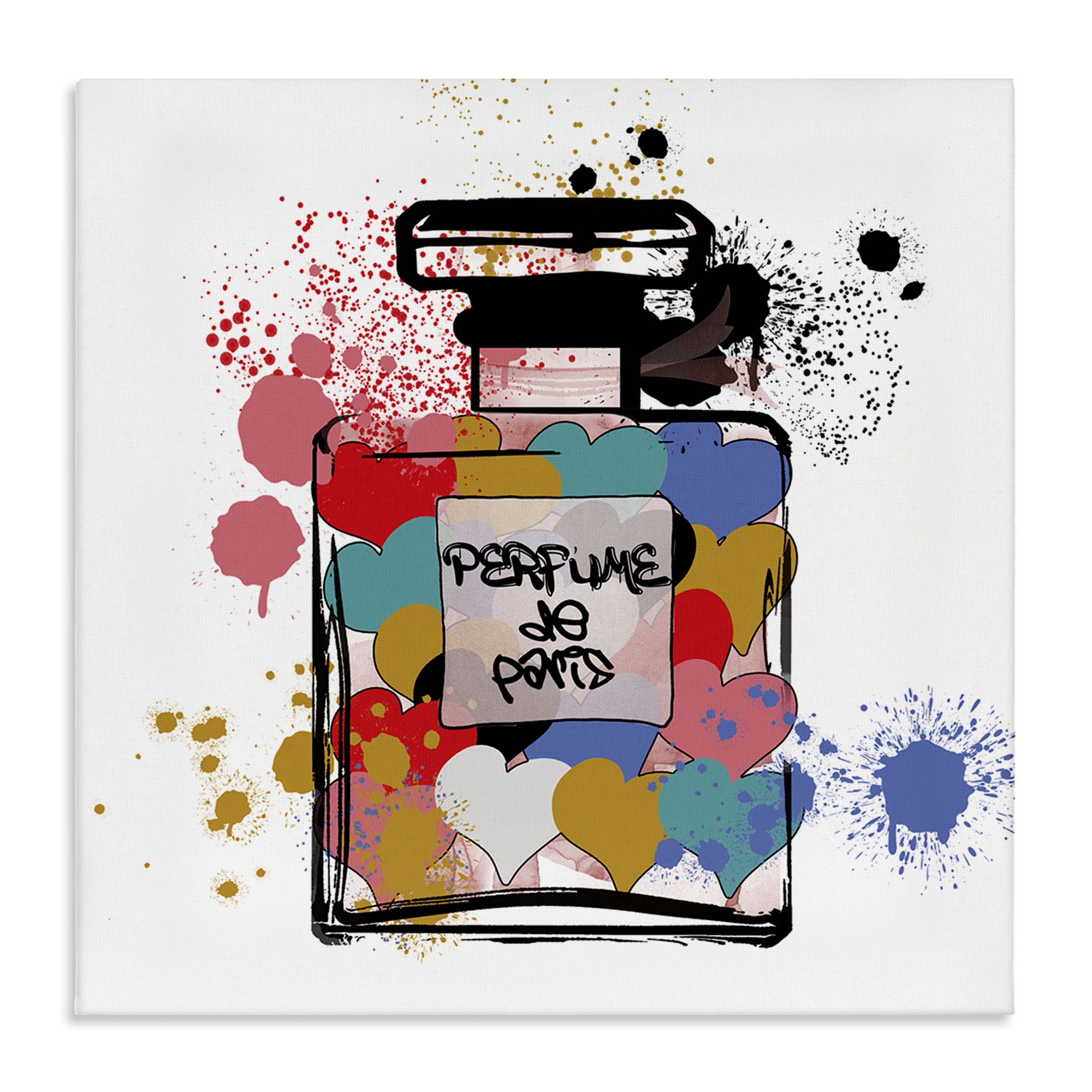 Stupell Industries Heart Patterned Mod Perfume Fashion Painting Wrapped Canvas Art Print Wall Art, 24 x 24