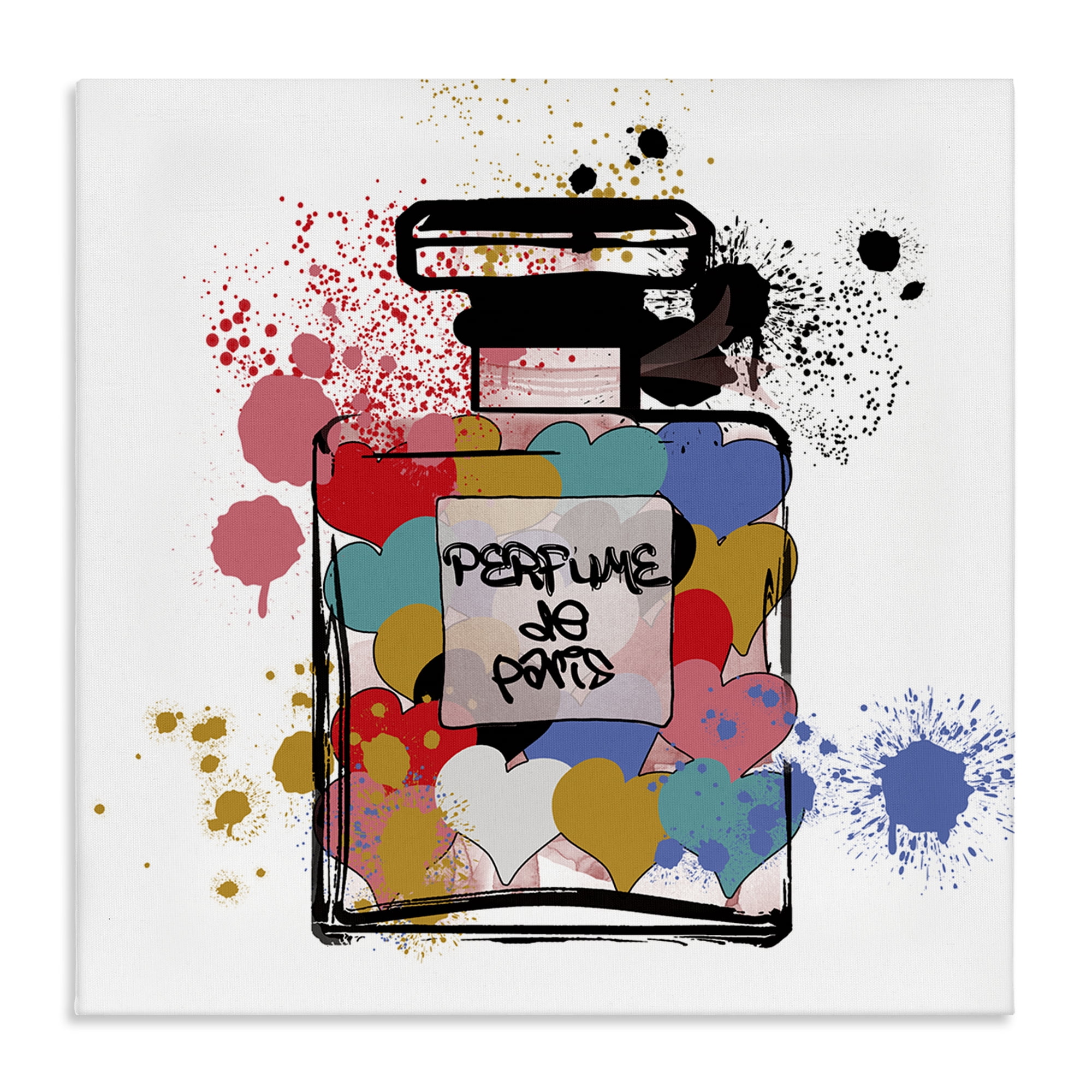 Stupell Industries Heart Patterned Mod Perfume Fashion Painting Wrapped Canvas Art Print Wall Art, 30 x 30