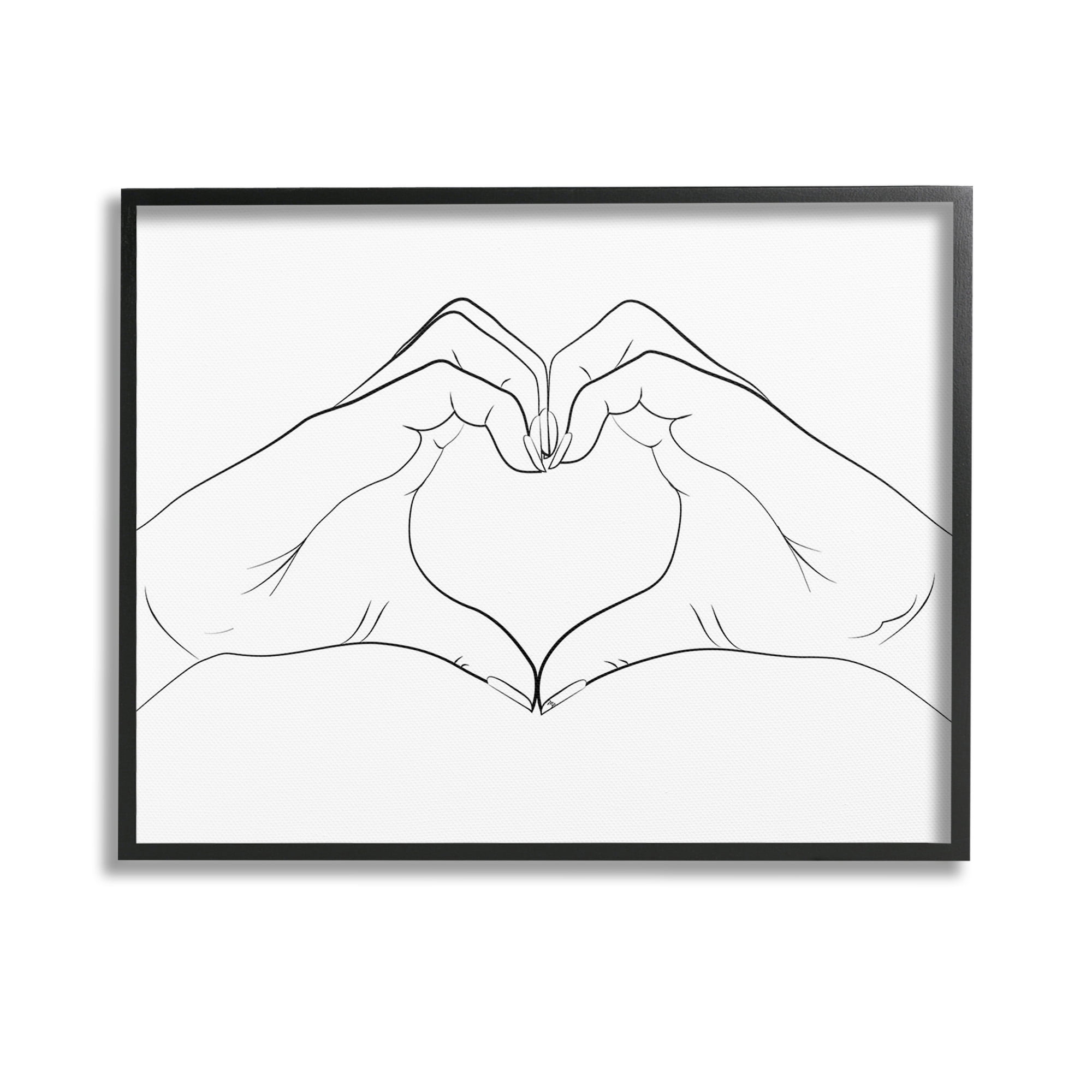 Stupell Industries Heart Shape Hands Typography Painting Black Framed Art Print Wall Art, 14 x 11