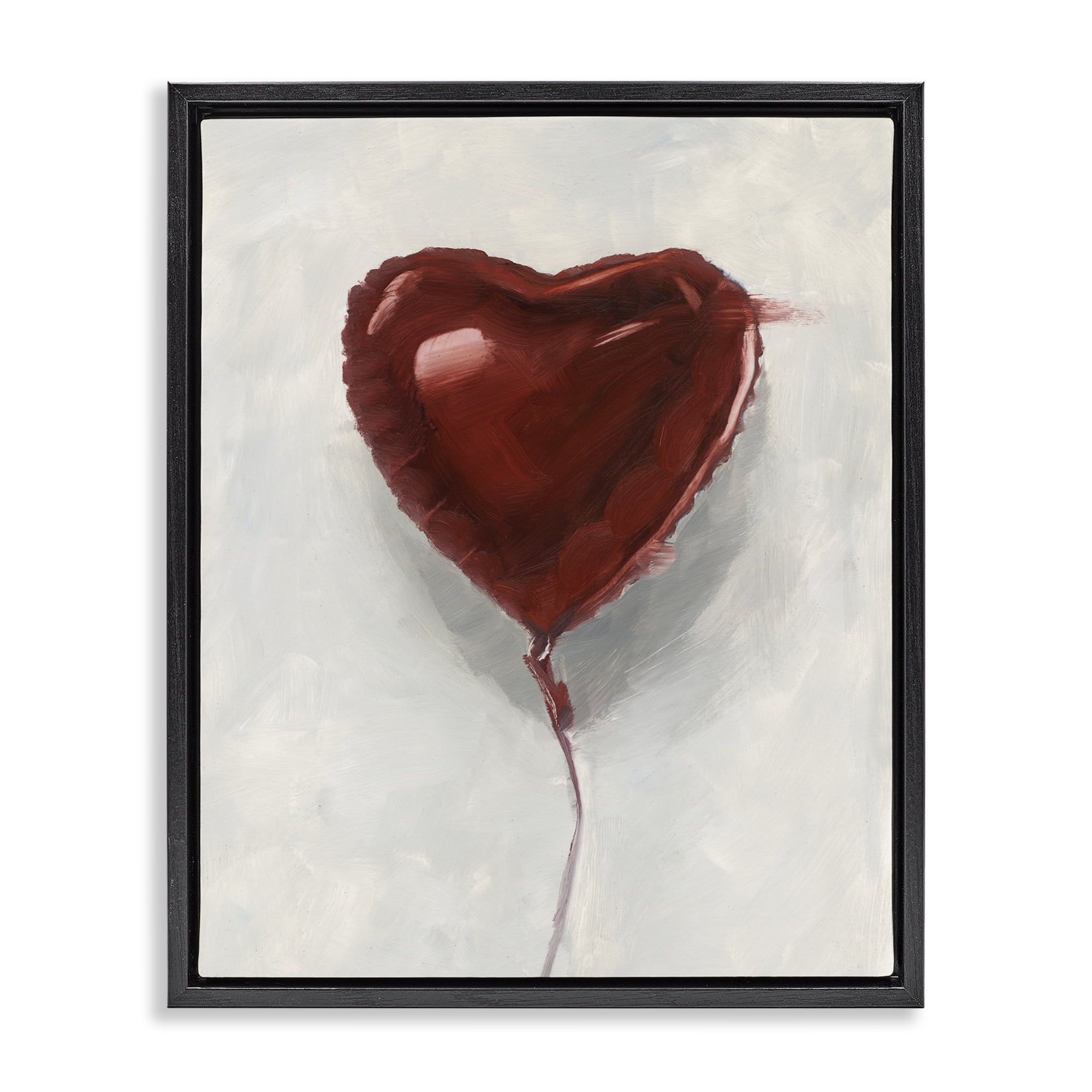 Stupell Industries Heart Shaped Balloon Black Framed Floater Canvas Wall Art, design by Ethan Harper