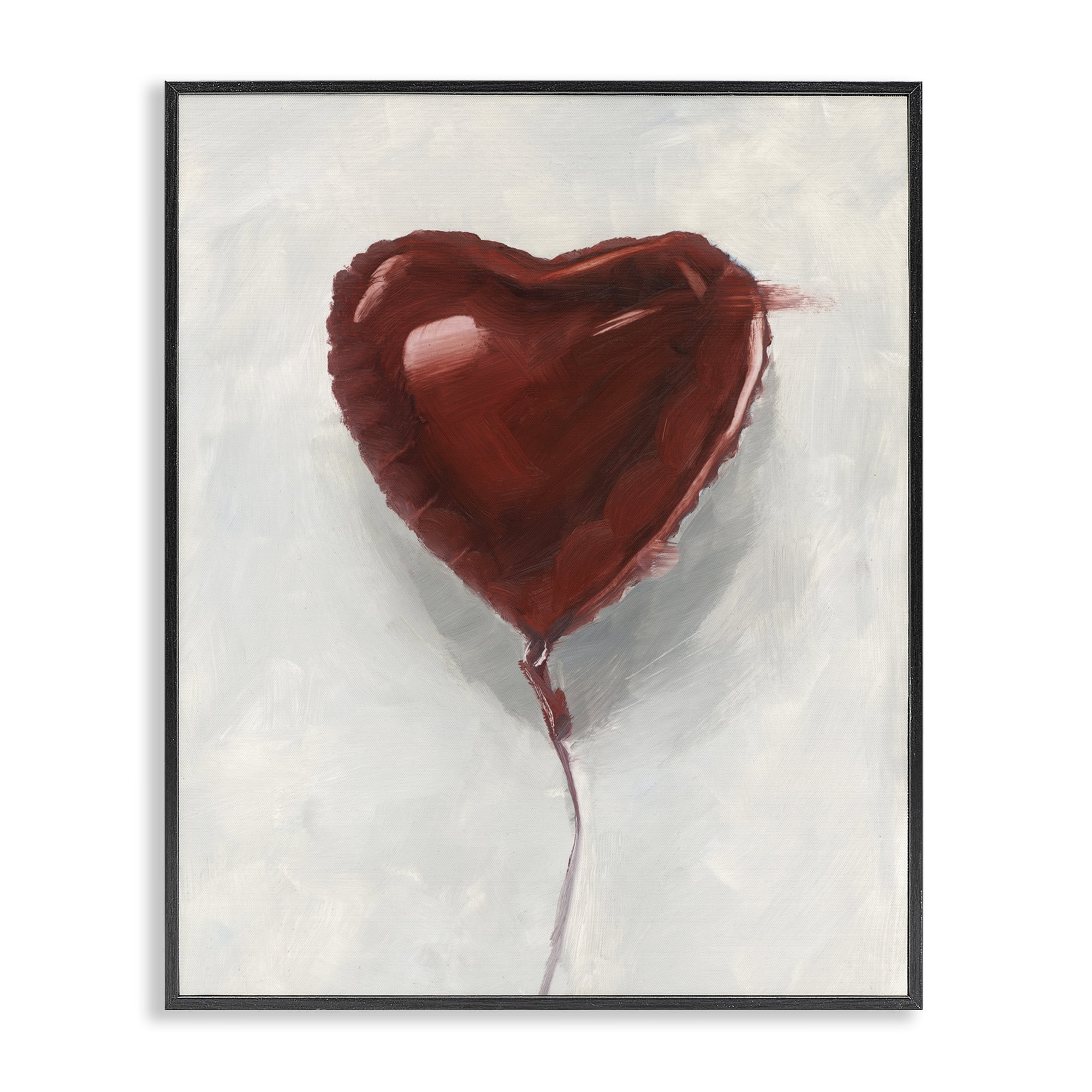 Stupell Industries Heart Shaped Balloon Black Framed Giclee Art, design by Ethan Harper
