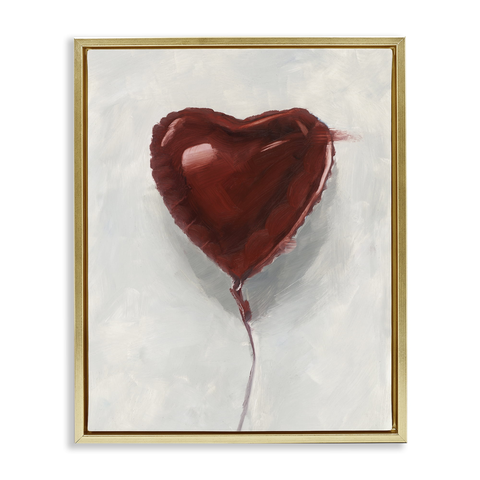 Stupell Industries Heart Shaped Balloon Gold Framed Floater Canvas Wall Art, design by Ethan Harper