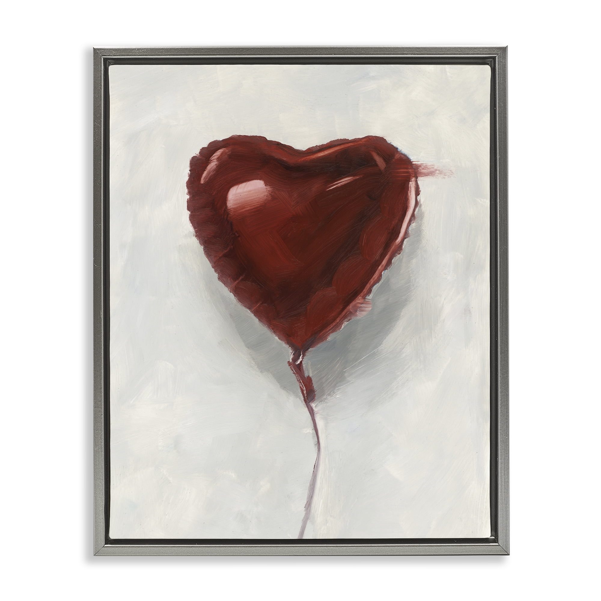 Stupell Industries Heart Shaped Balloon Gray Framed Floater Canvas Wall Art, design by Ethan Harper
