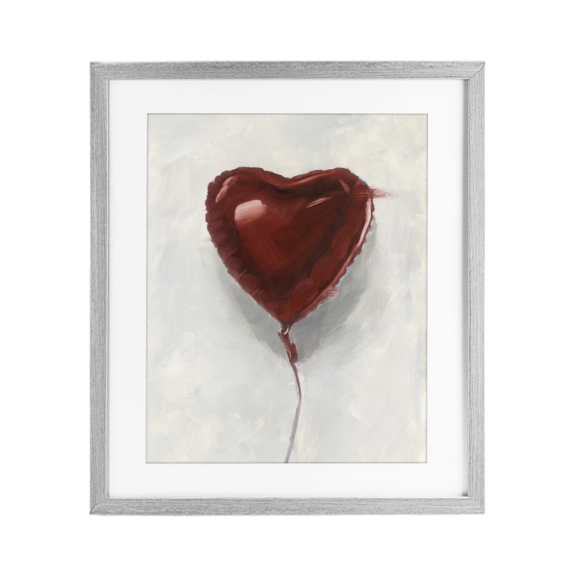 Stupell Industries Heart Shaped Balloon Gray Framed Print Under Glass, design by Ethan Harper