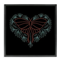 Stupell Industries Heart Shaped Celestial Moth Animals Painting Black Floater Framed Canvas Art Print Wall Art, 18 x 18