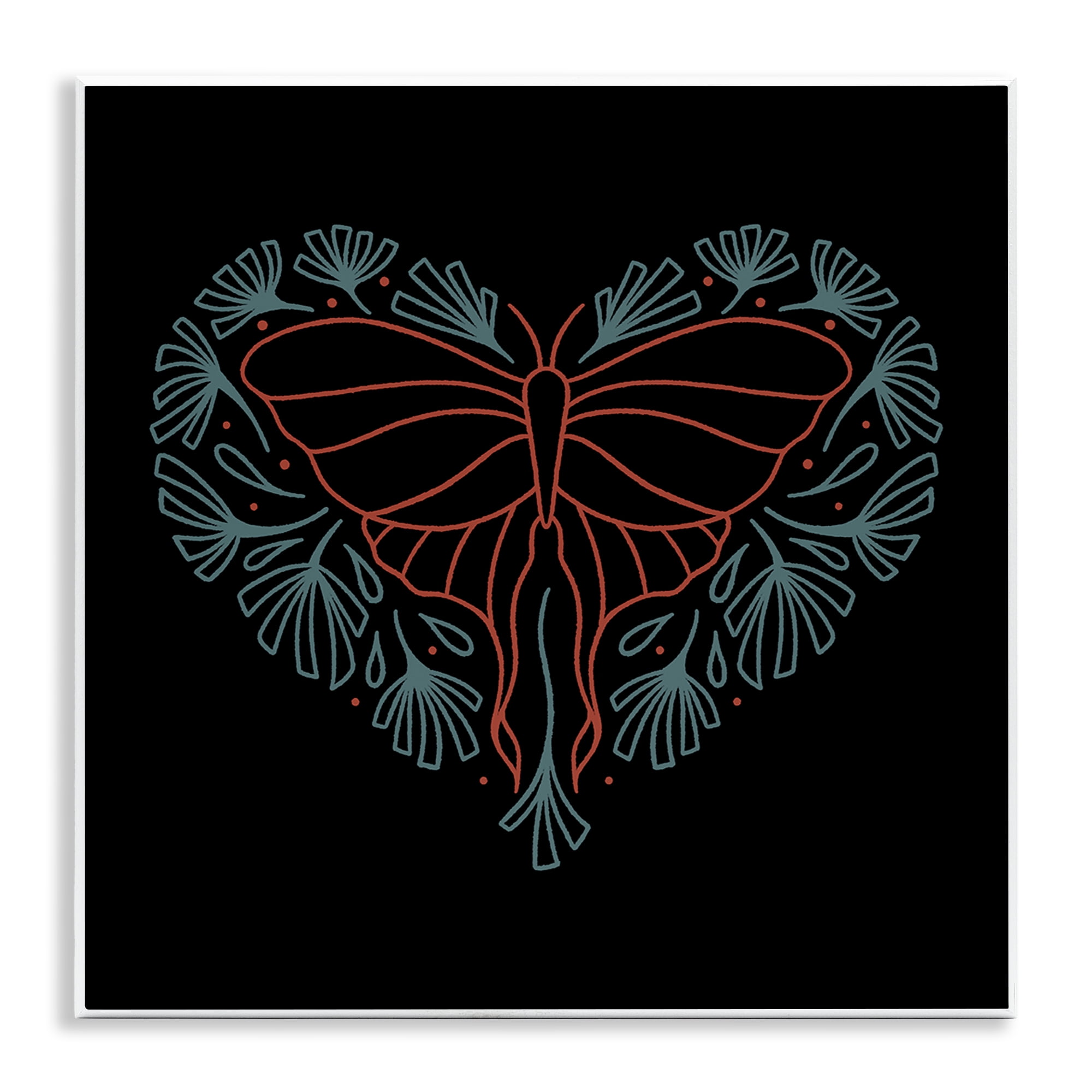 Stupell Industries Heart Shaped Celestial Moth Animals Painting Unframed Art Print Wall Art, 12 x 12