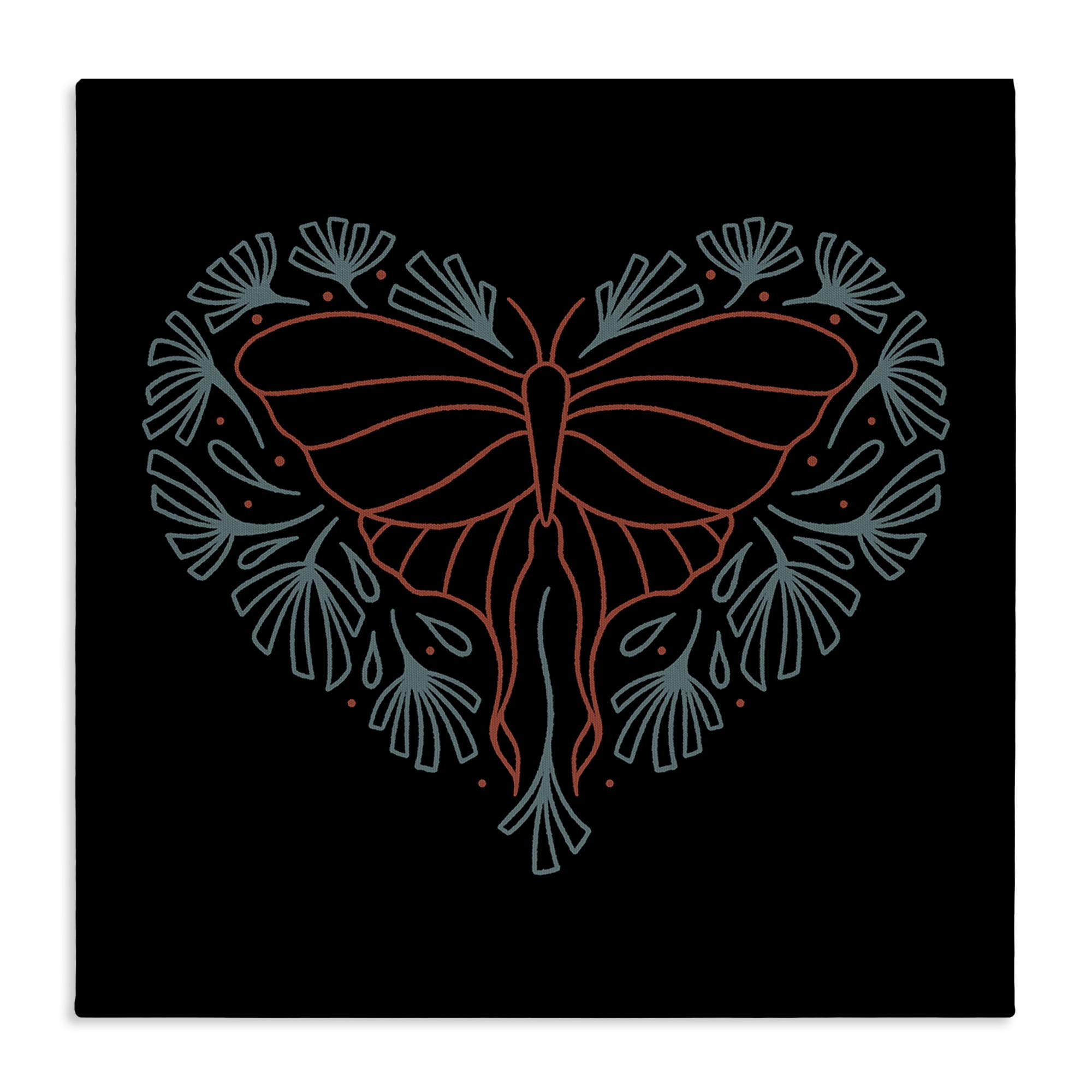 Stupell Industries Heart Shaped Celestial Moth Animals Painting Wrapped Canvas Art Print Wall Art, 17 x 17