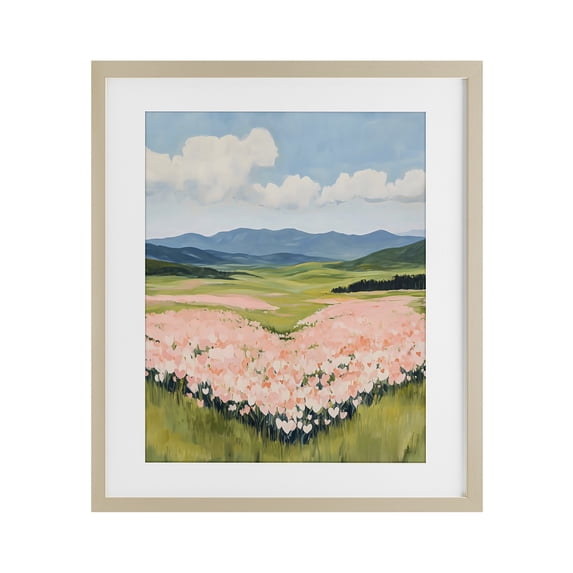 Stupell Industries Transitional Heart Shaped Flower Field Birch Framed Print Under Glass, 13 x 16, by The Prints Vibe