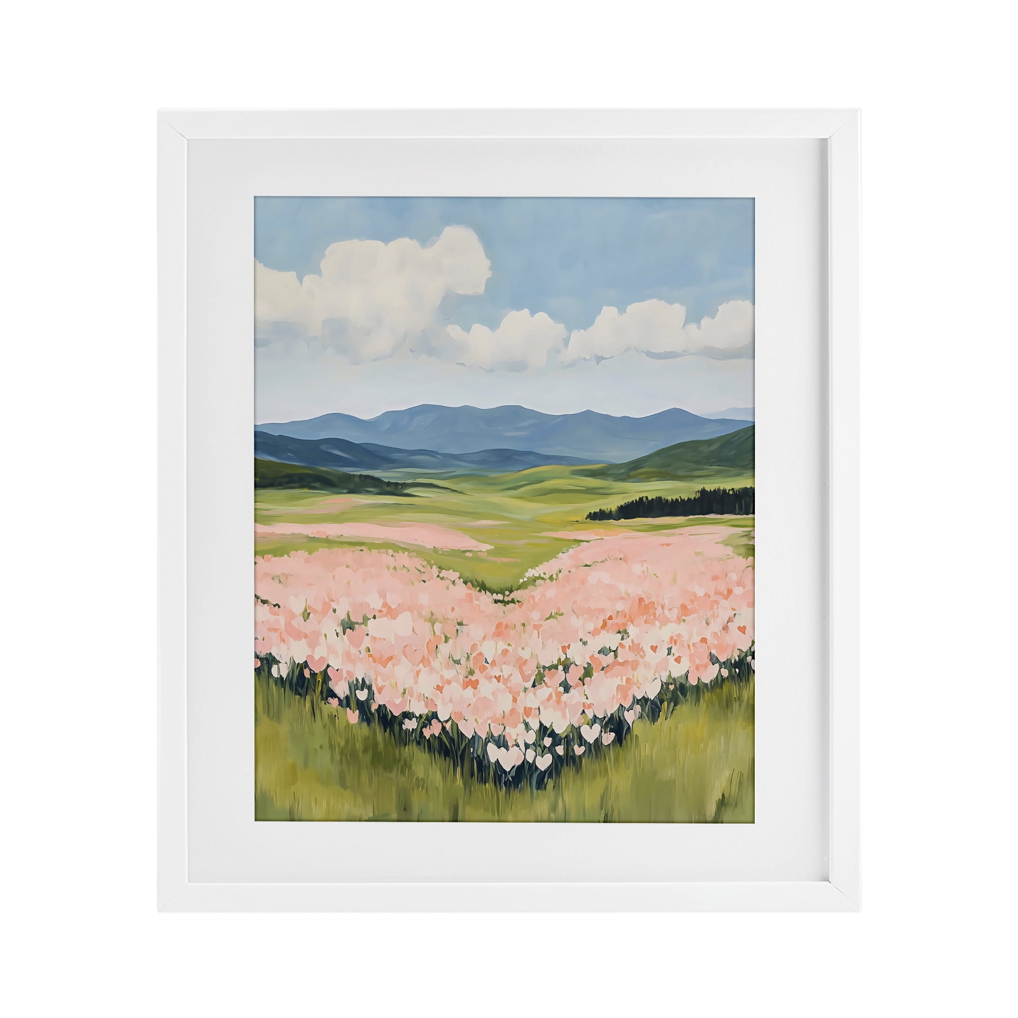 Stupell Industries Heart Shaped Flower Field White Framed Print Under Glass, design by The Prints Vibe