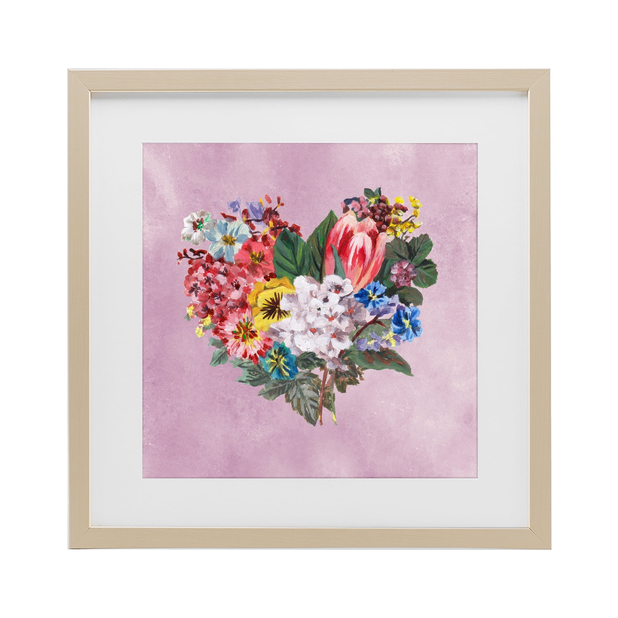 Stupell Industries Heart Shaped Garden Blooms Birch Framed Print Under Glass, design by Melissa Wang
