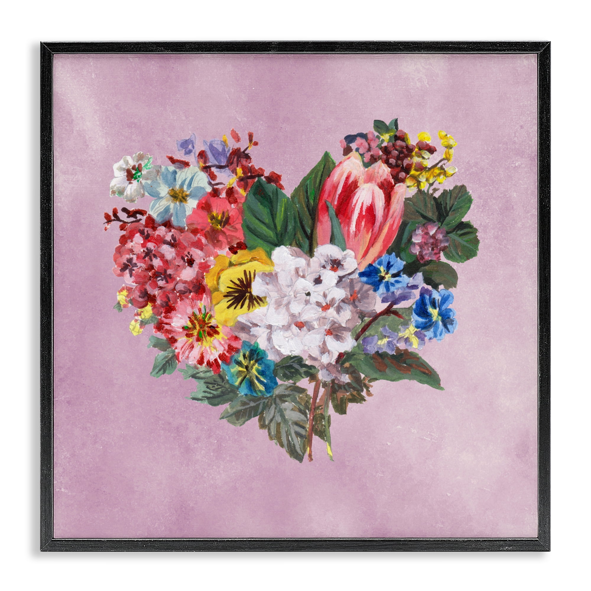 Stupell Industries Heart Shaped Garden Blooms Black Framed Giclee Art, design by Melissa Wang