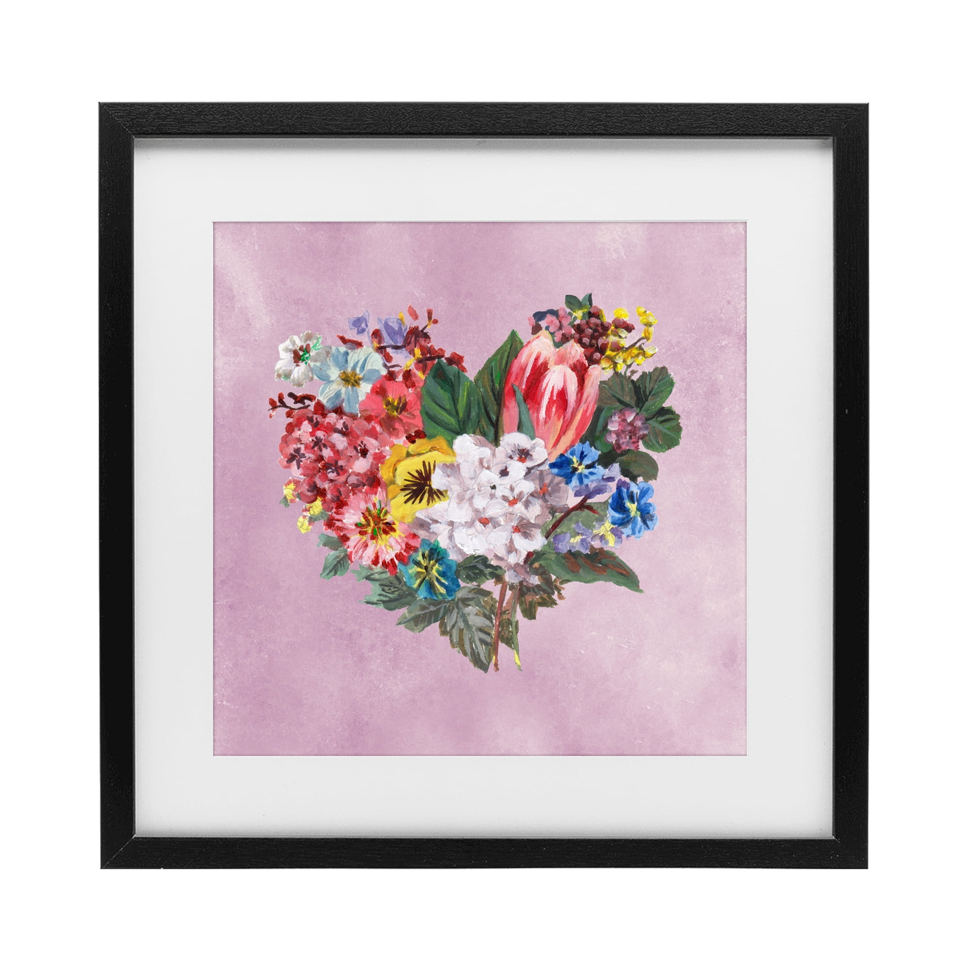 Stupell Industries Heart Shaped Garden Blooms Black Framed Print Under Glass, design by Melissa Wang