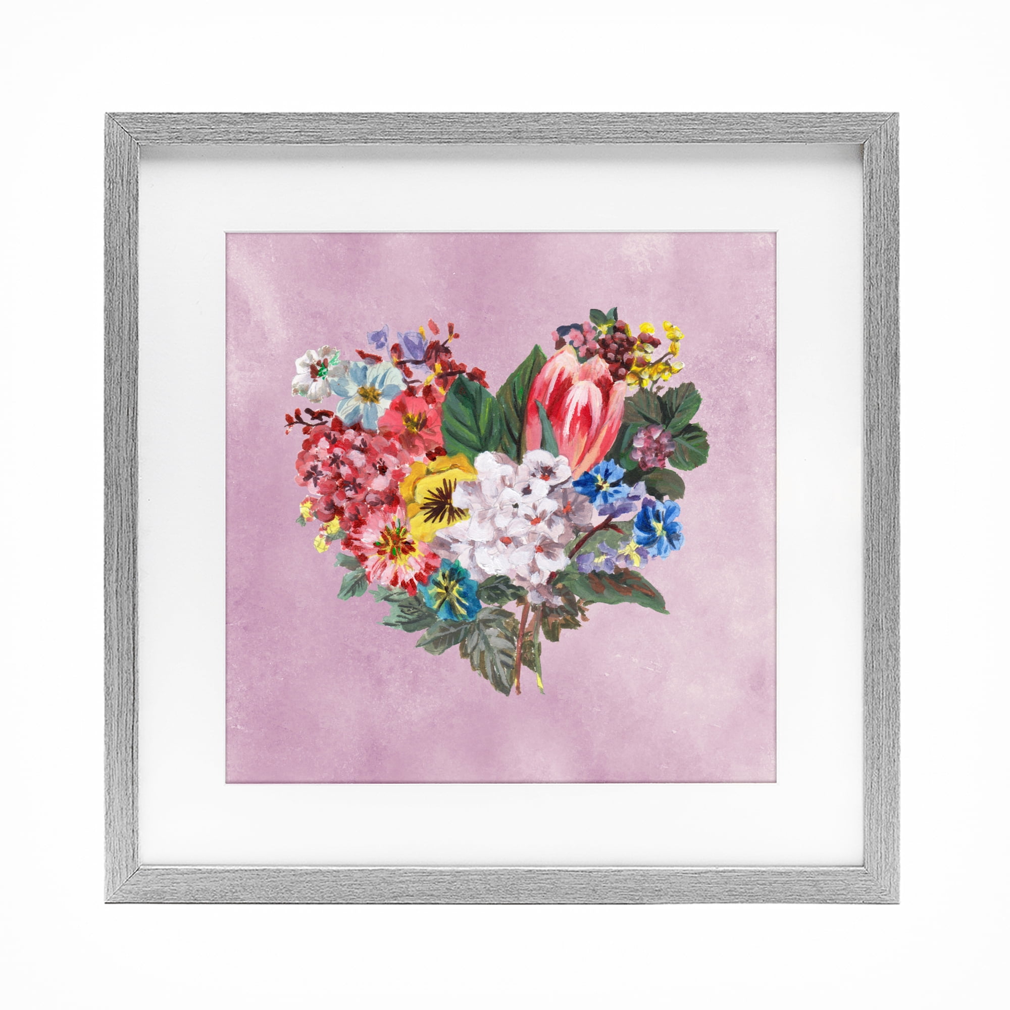 Stupell Industries Heart Shaped Garden Blooms Gray Framed Print Under Glass, design by Melissa Wang