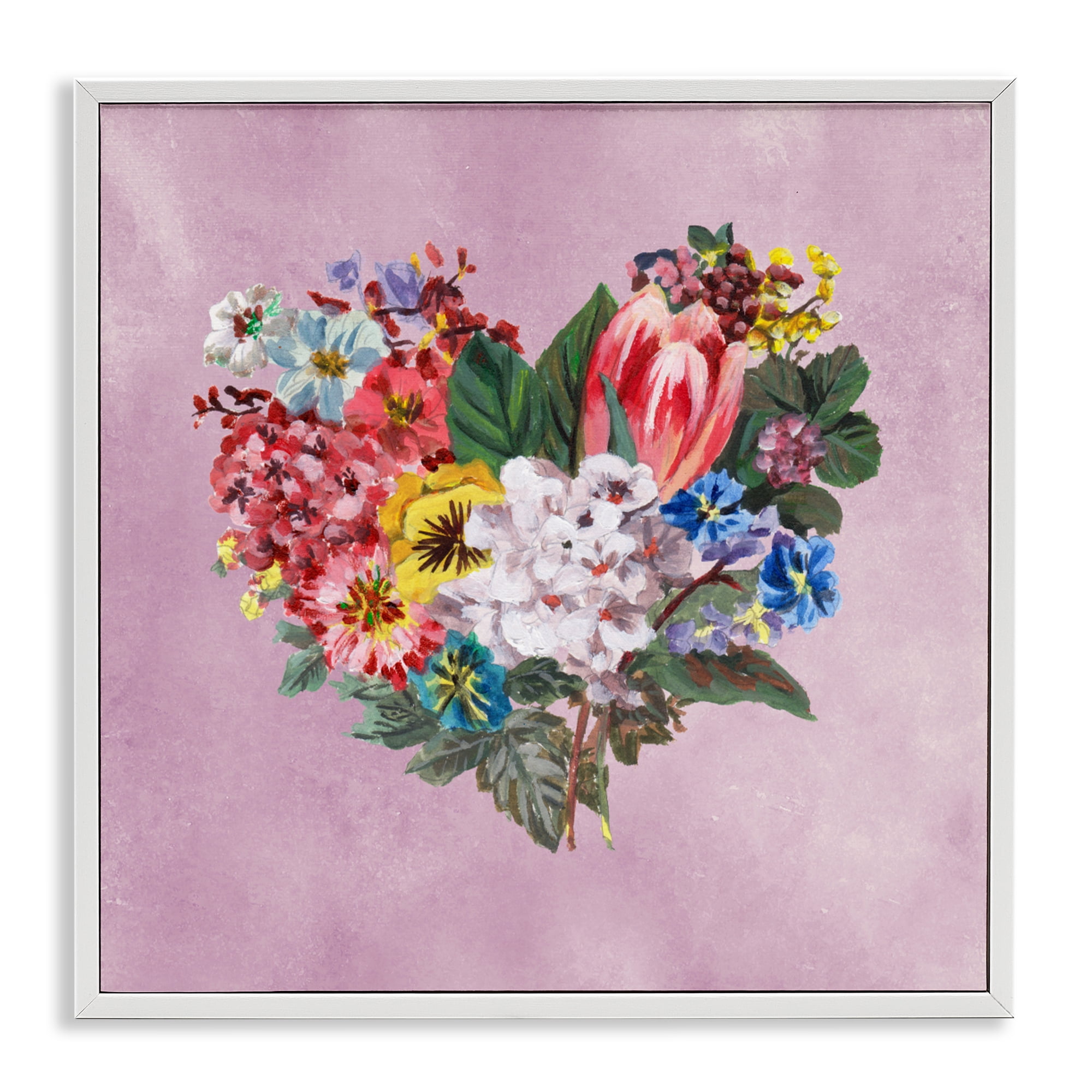 Stupell Industries Heart Shaped Garden Blooms White Framed Giclee Art, design by Melissa Wang