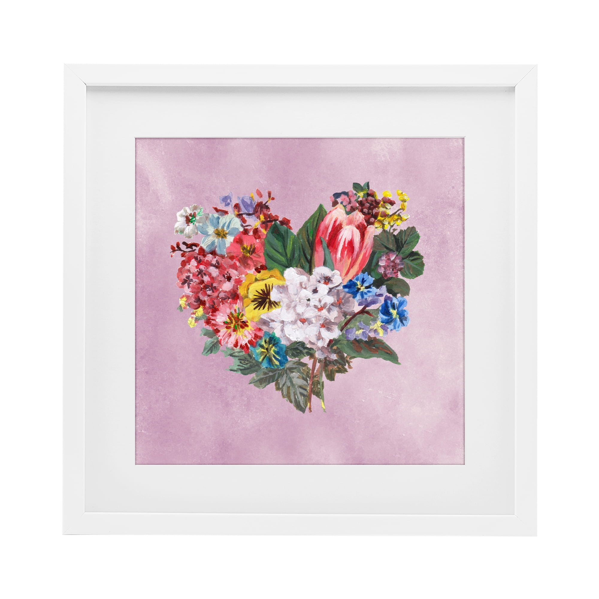 Stupell Industries Heart Shaped Garden Blooms White Framed Print Under Glass, design by Melissa Wang