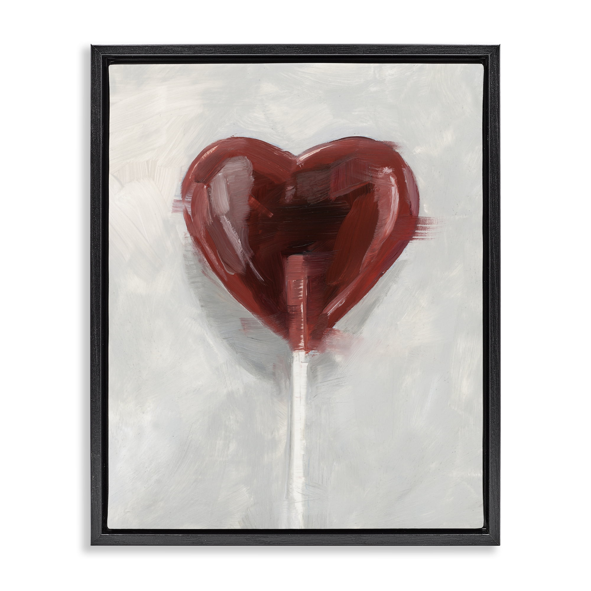Stupell Industries Heart Shaped Lollipop Black Framed Floater Canvas Wall Art, design by Ethan Harper