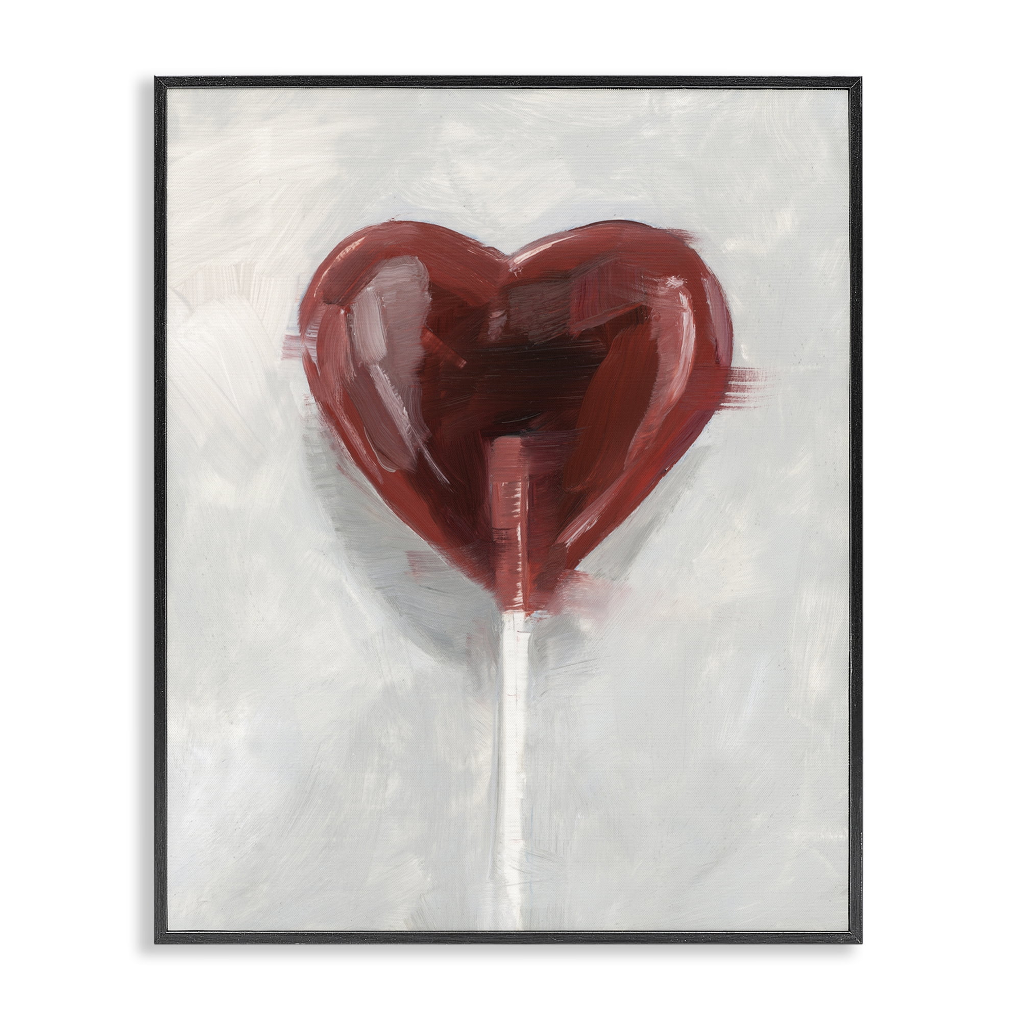 Stupell Industries Heart Shaped Lollipop Black Framed Giclee Art, design by Ethan Harper