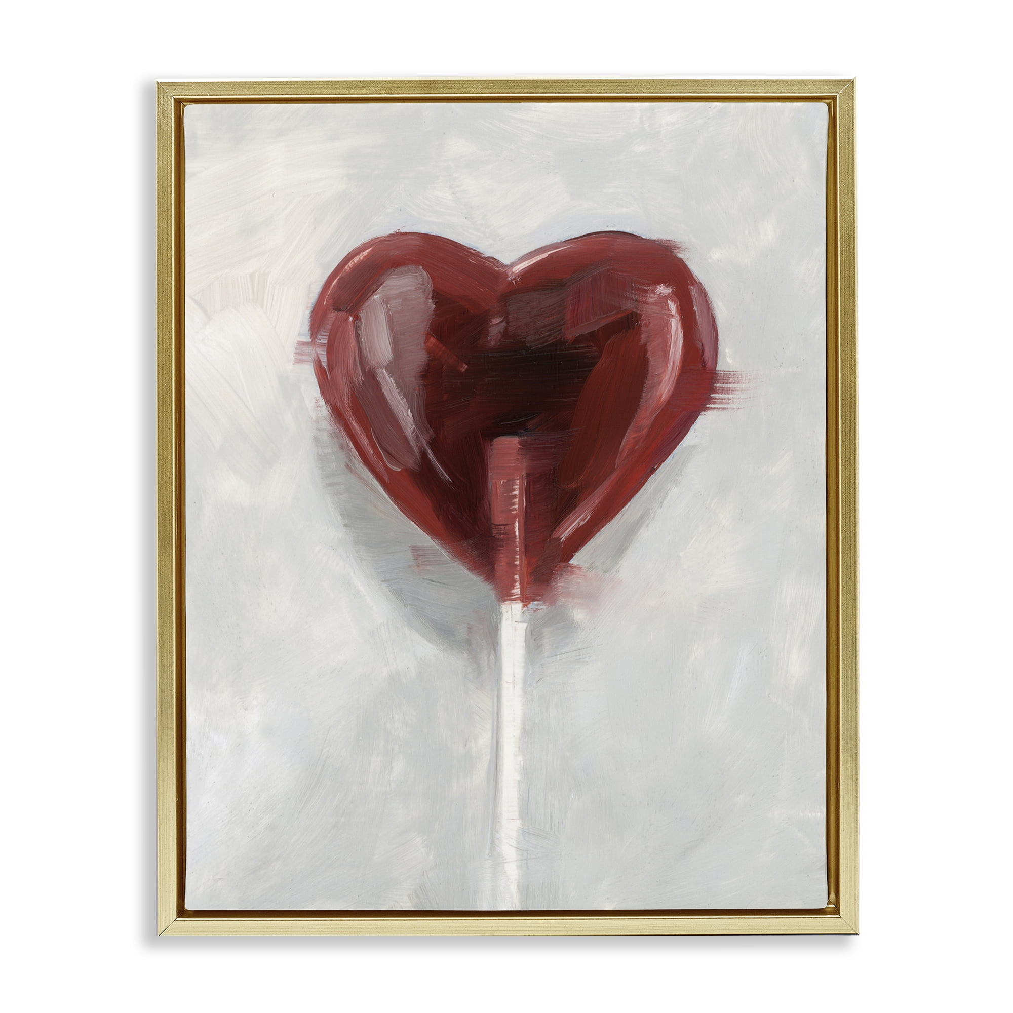Stupell Industries Heart Shaped Lollipop Gold Framed Floater Canvas Wall Art, design by Ethan Harper