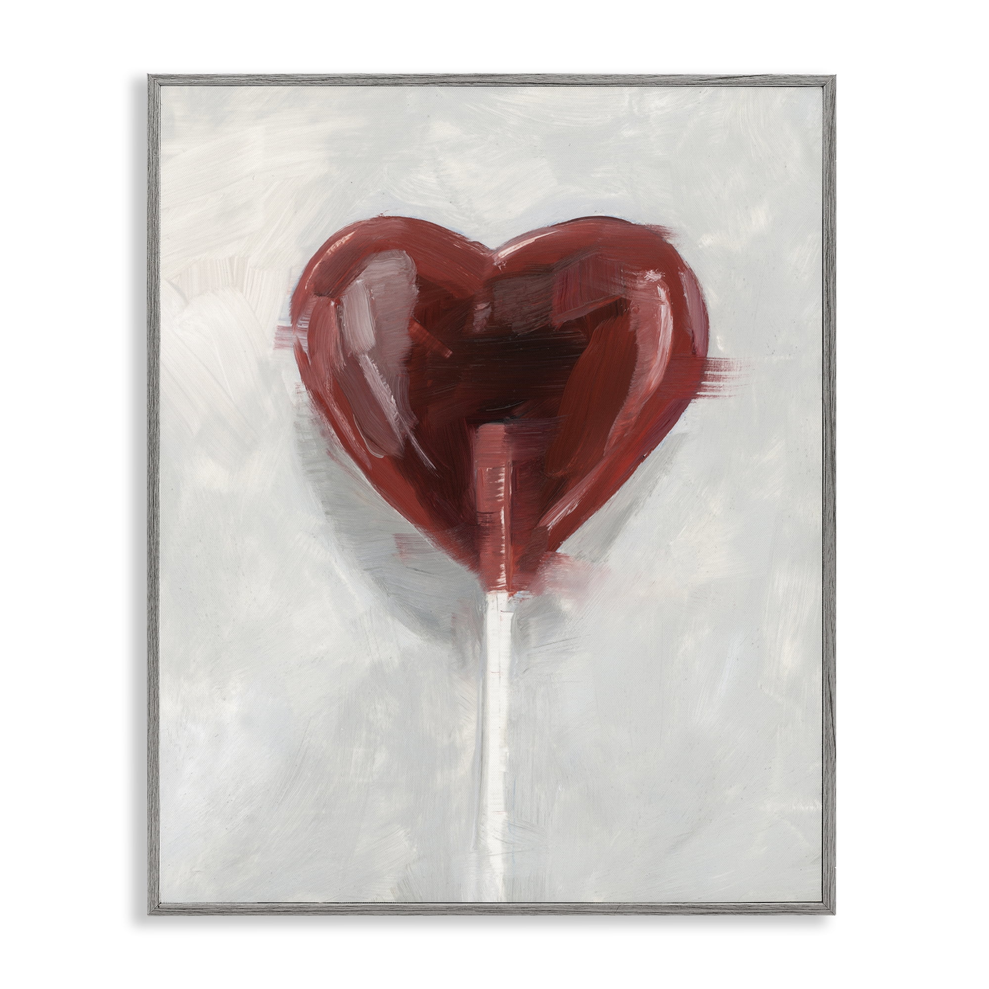 Stupell Industries Heart Shaped Lollipop Gray Framed Giclee Art, design by Ethan Harper