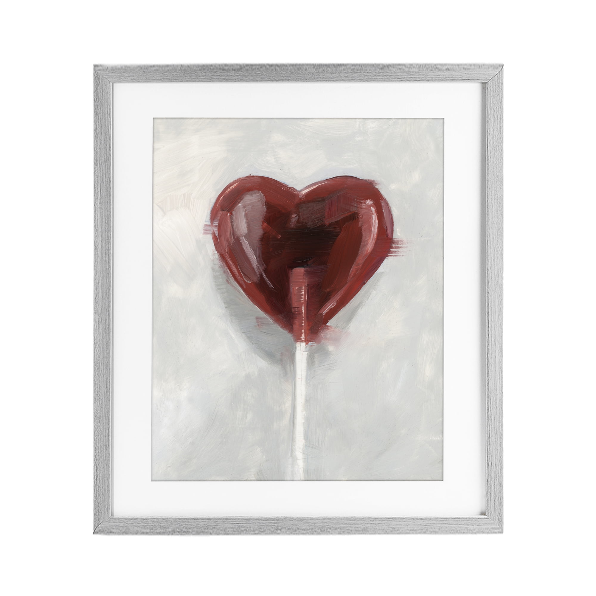 Stupell Industries Heart Shaped Lollipop Gray Framed Print Under Glass, design by Ethan Harper